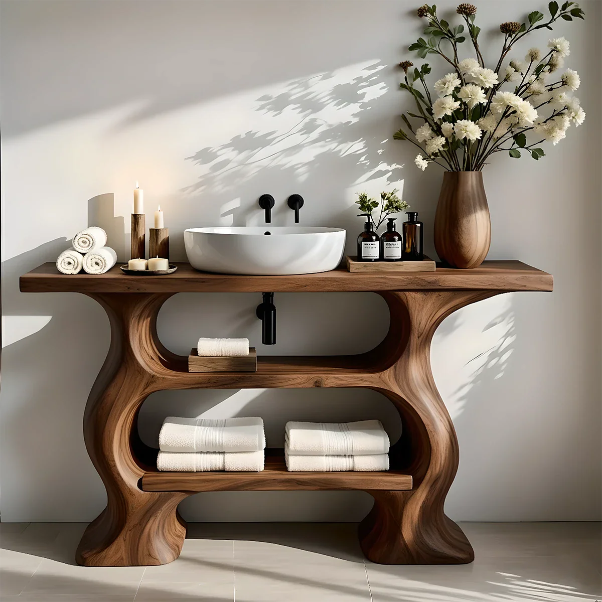 The Sculptural Flow: Redefining Serenity with Organic Walnut Design