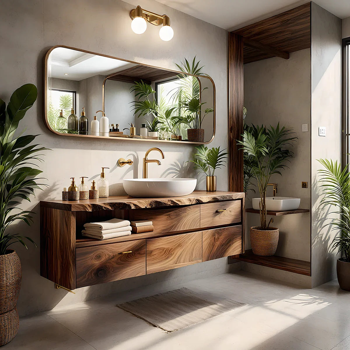 Nature Meets Luxury: The Floating Walnut Vanity That Redefines Modern Elegance