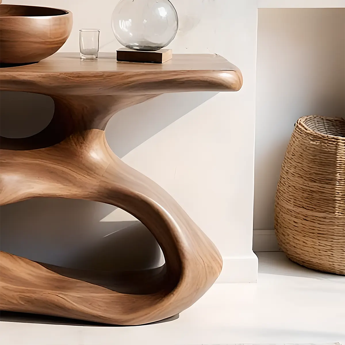 FlowForm Vanity – Sculpted Organic Solid Wood Bathroom - Rustira