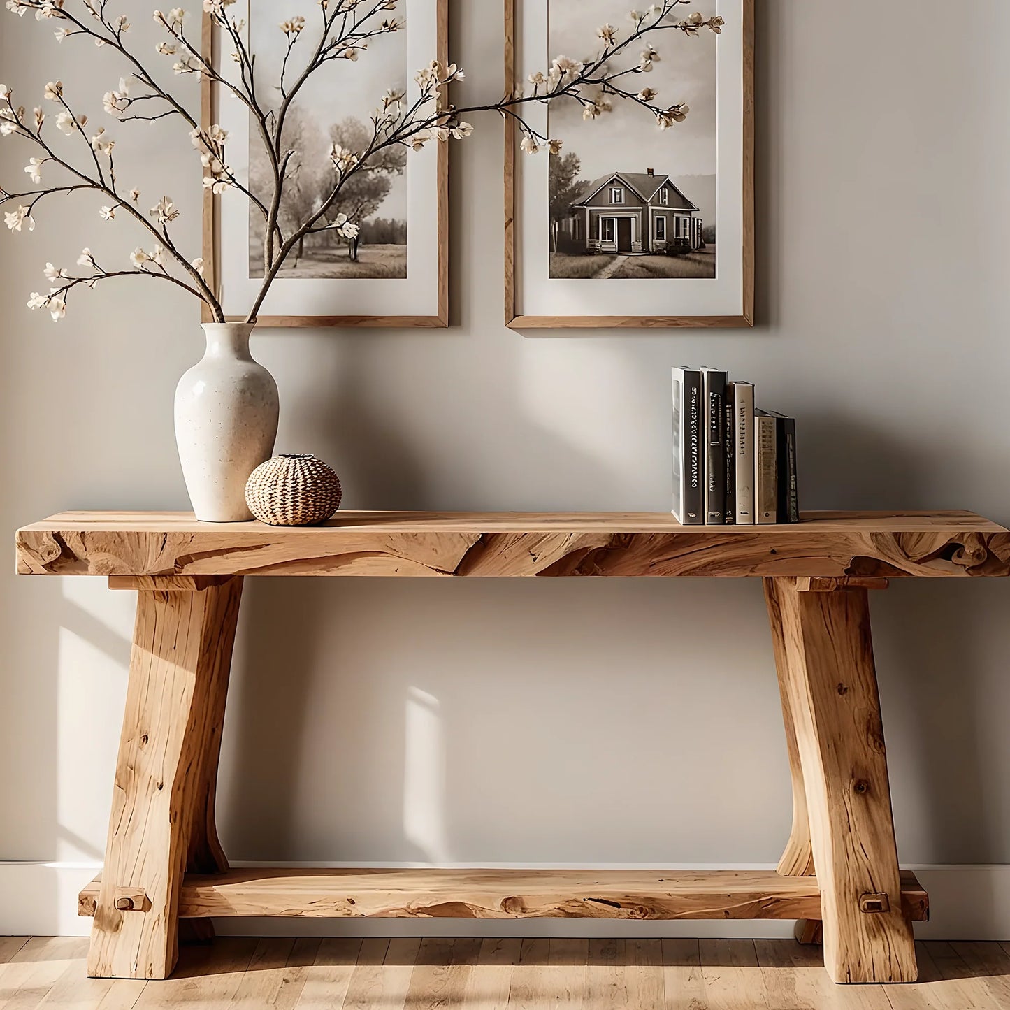 Custom Solid Wood Home Console – Rustic Handmade Entryway Table