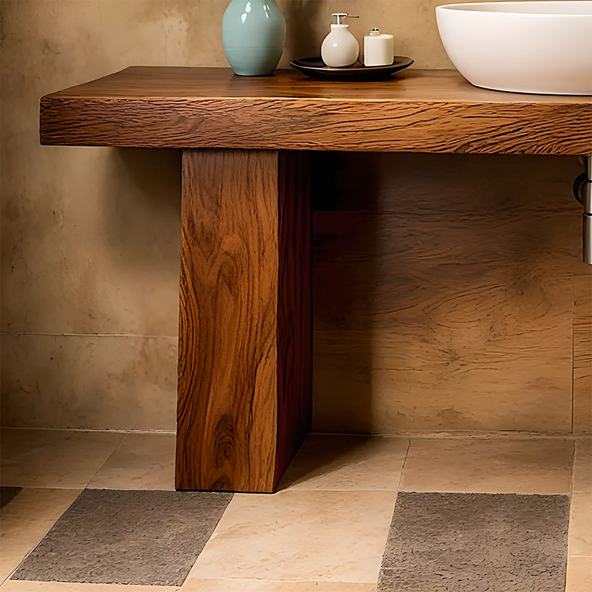 ZenFlow Solid Oak Vanity – Minimal Natural Bathroom Design