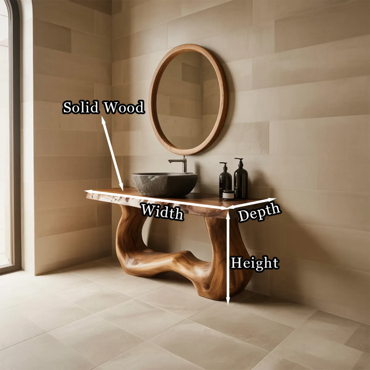 WaveForm Vanity – Sculpted Solid Wood Live Edge Design - Rustira