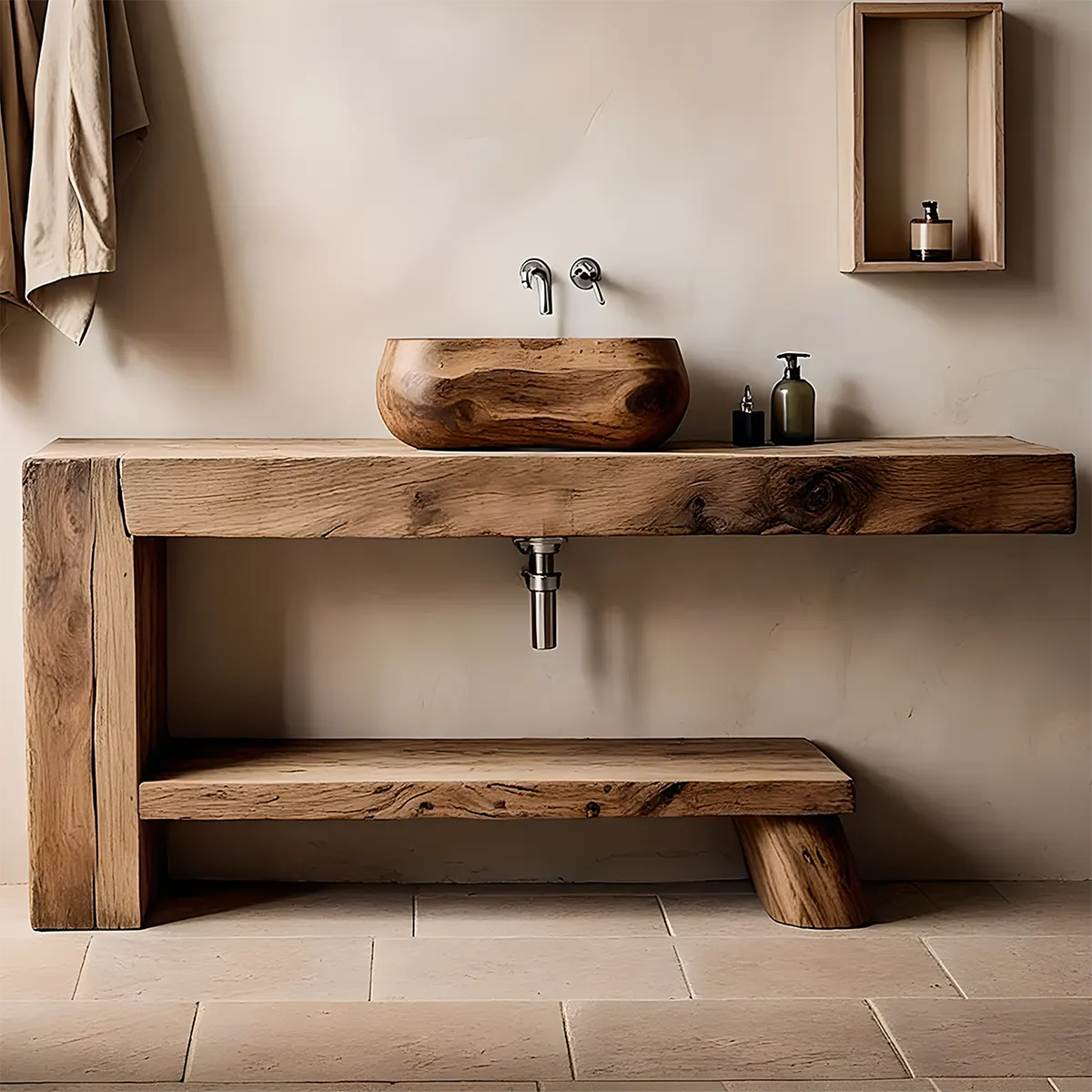 RawForm Oak Vanity – Solid Wood Bathroom Design