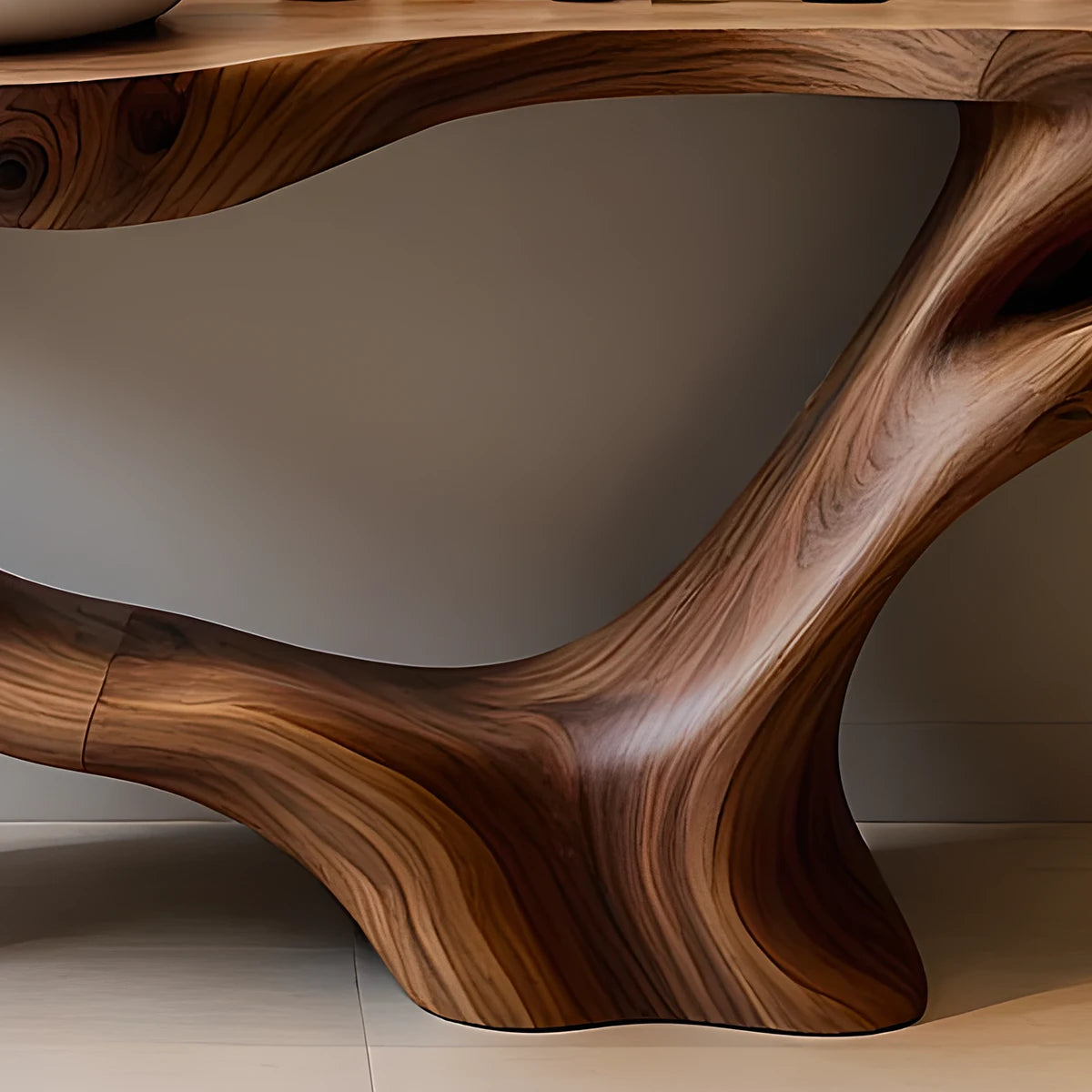 Double-Sculpted Wood Pedestal Vanity – Organic Modern Bathroom Sink Table - Rustira