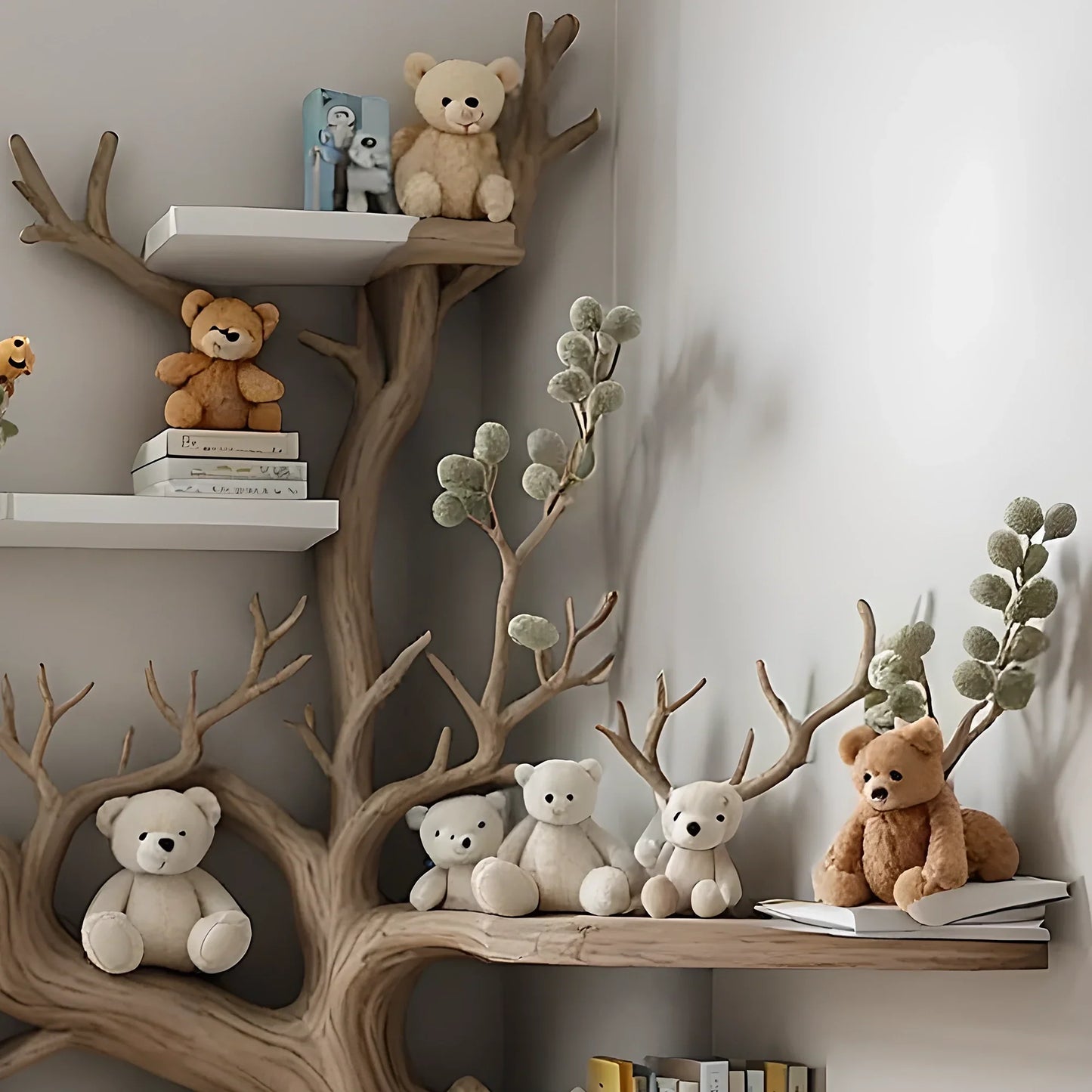 Artistic solid wood bookshelf for children - Natural wood creates bedroom highlight