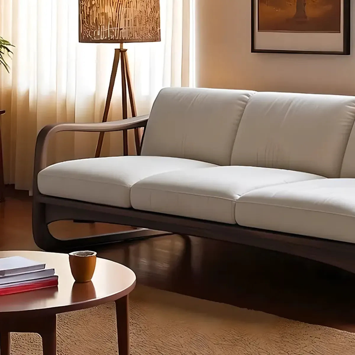 Ash Wood Sofa with Curved Arm Design - Sophisticated, Modern and Classy