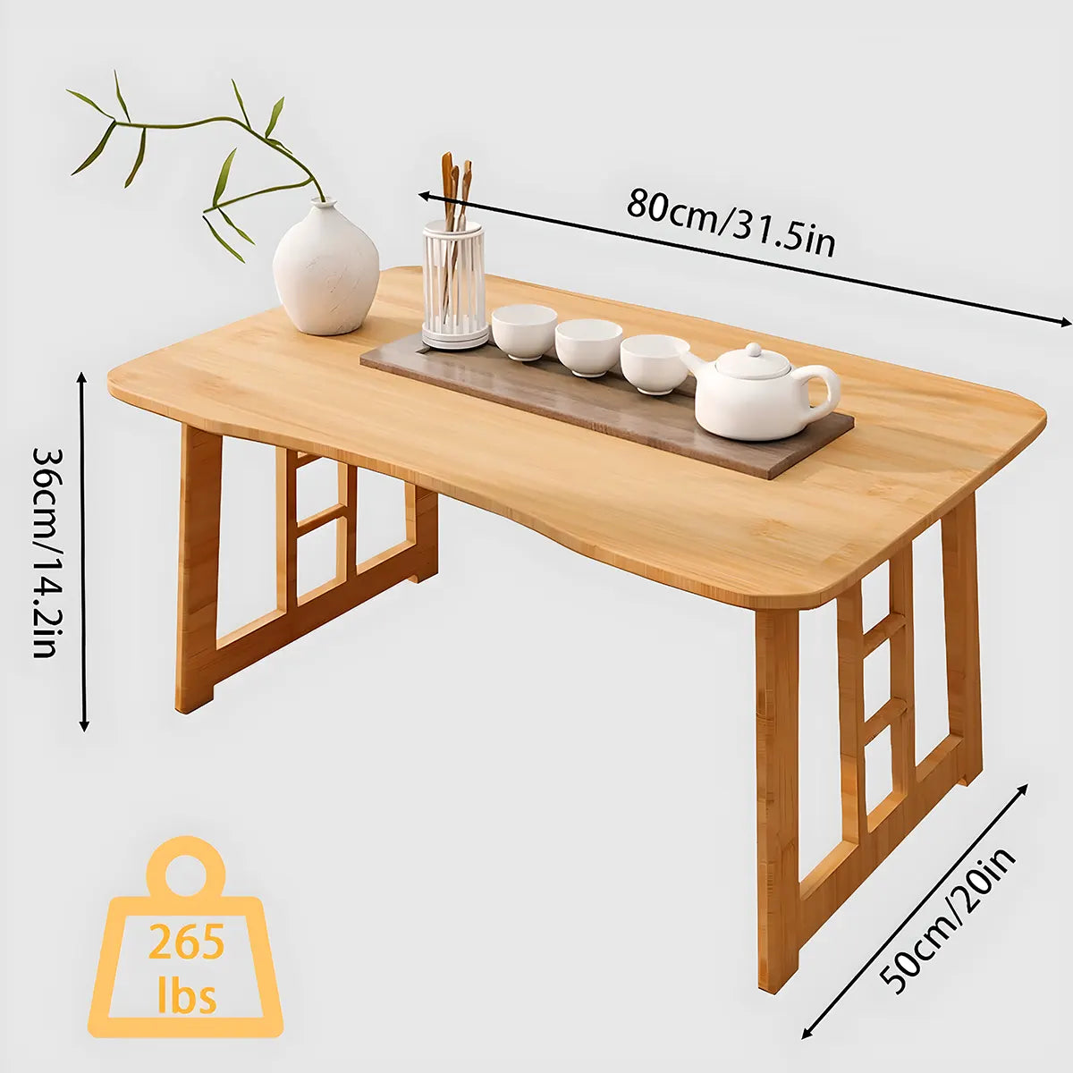 31.5″ Bamboo Coffee Table – Exquisite Asian Design, 265lb Load Capacity