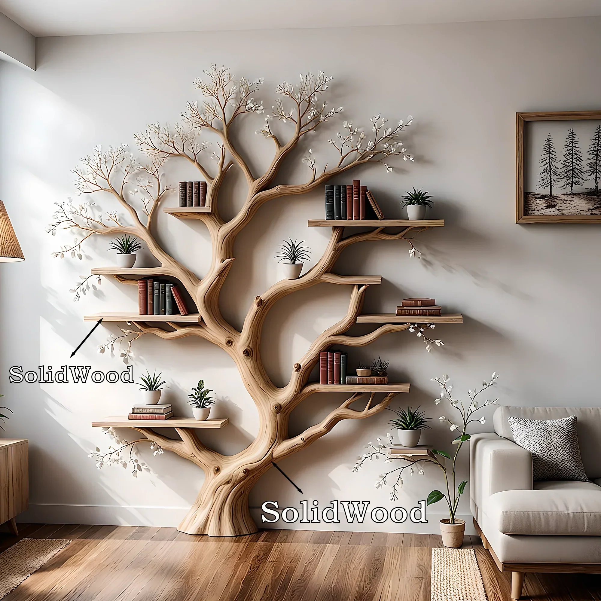 Decorative Wooden Tree Shelf – Minimalist & Functional