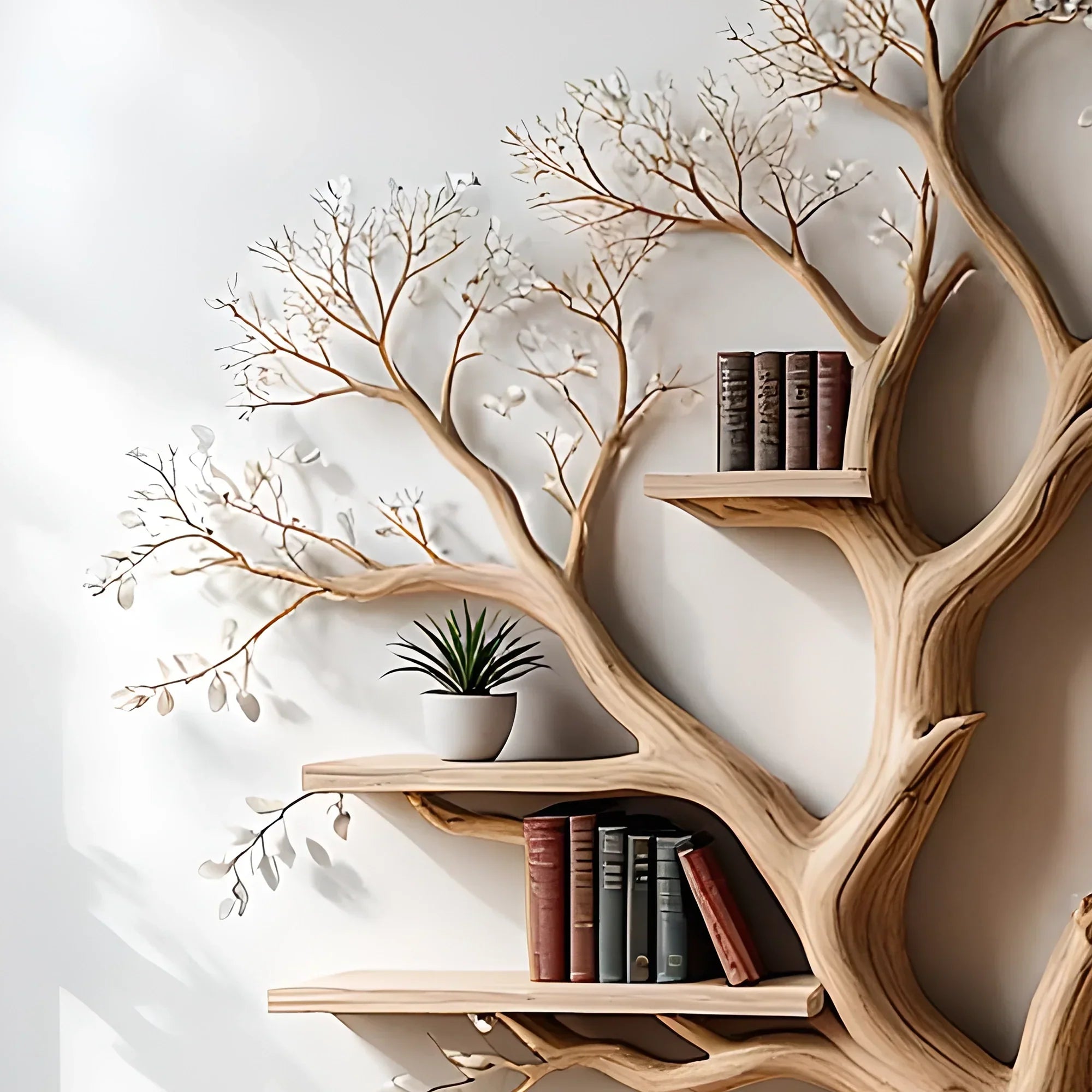 Decorative Wooden Tree Shelf – Minimalist & Functional
