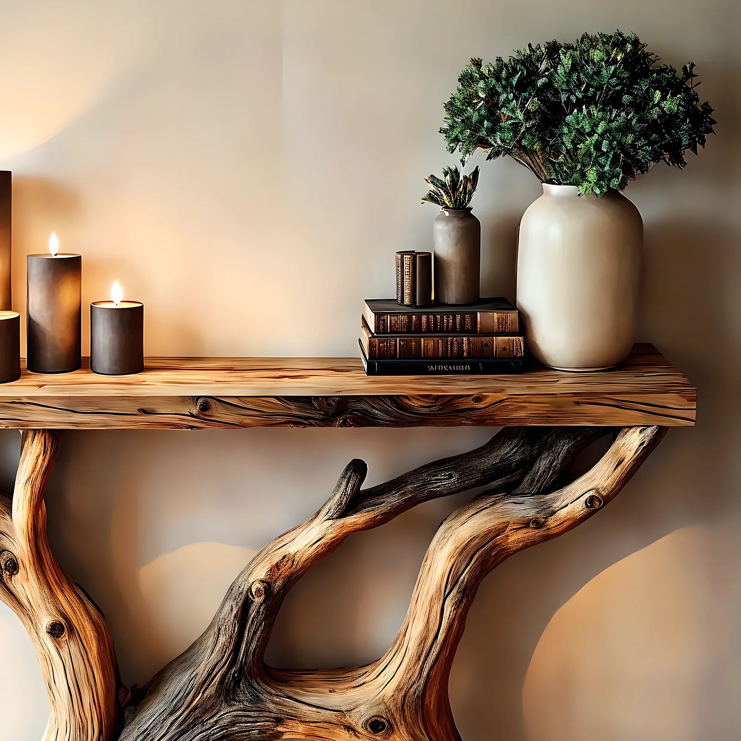 Console Table, Living Room Side Table, Handmade Rustic Farmhouse Style Console Table Natural Wood Home Decor