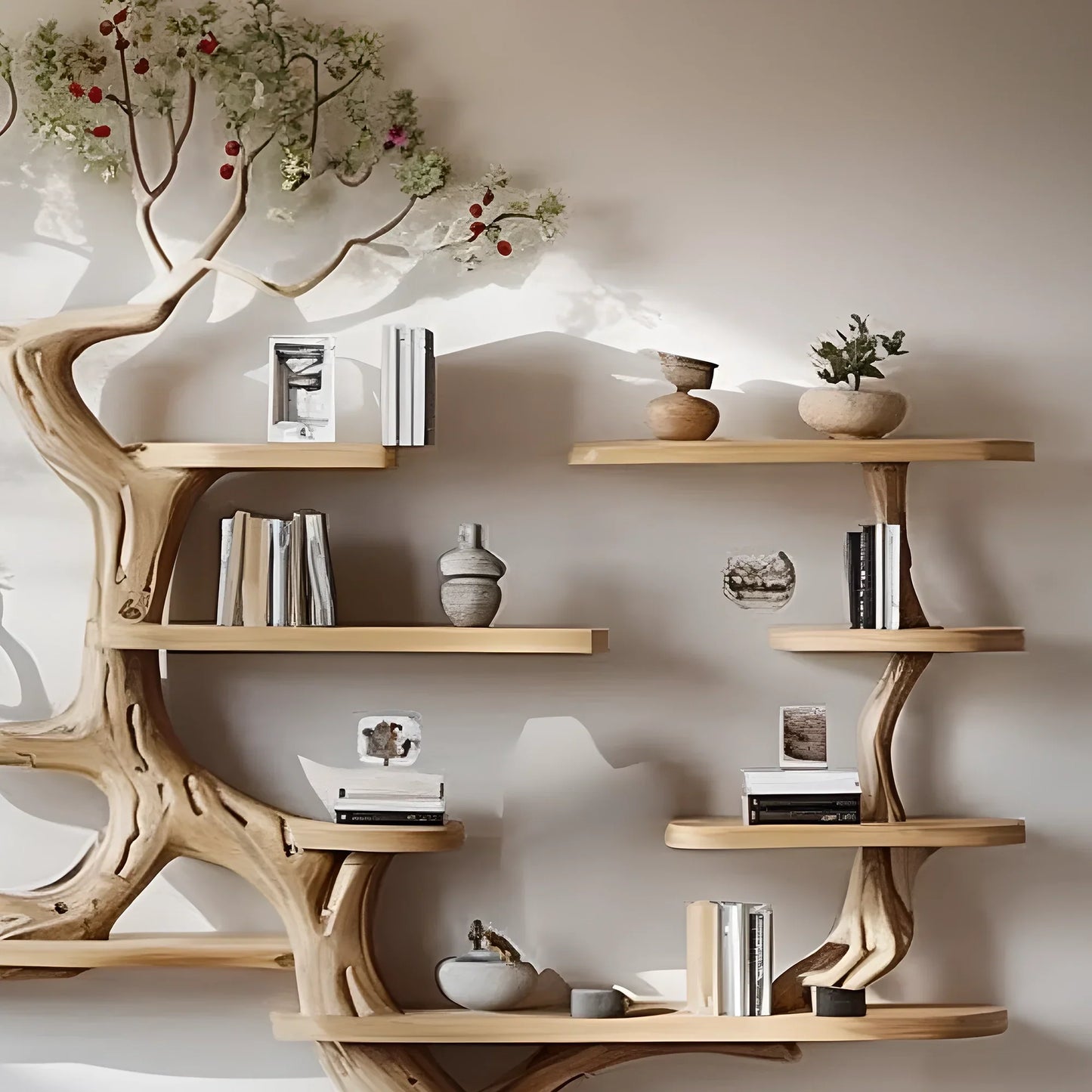 Decorative tree branch bookshelf wall mounted bookshelf bookshelf handmade furniture