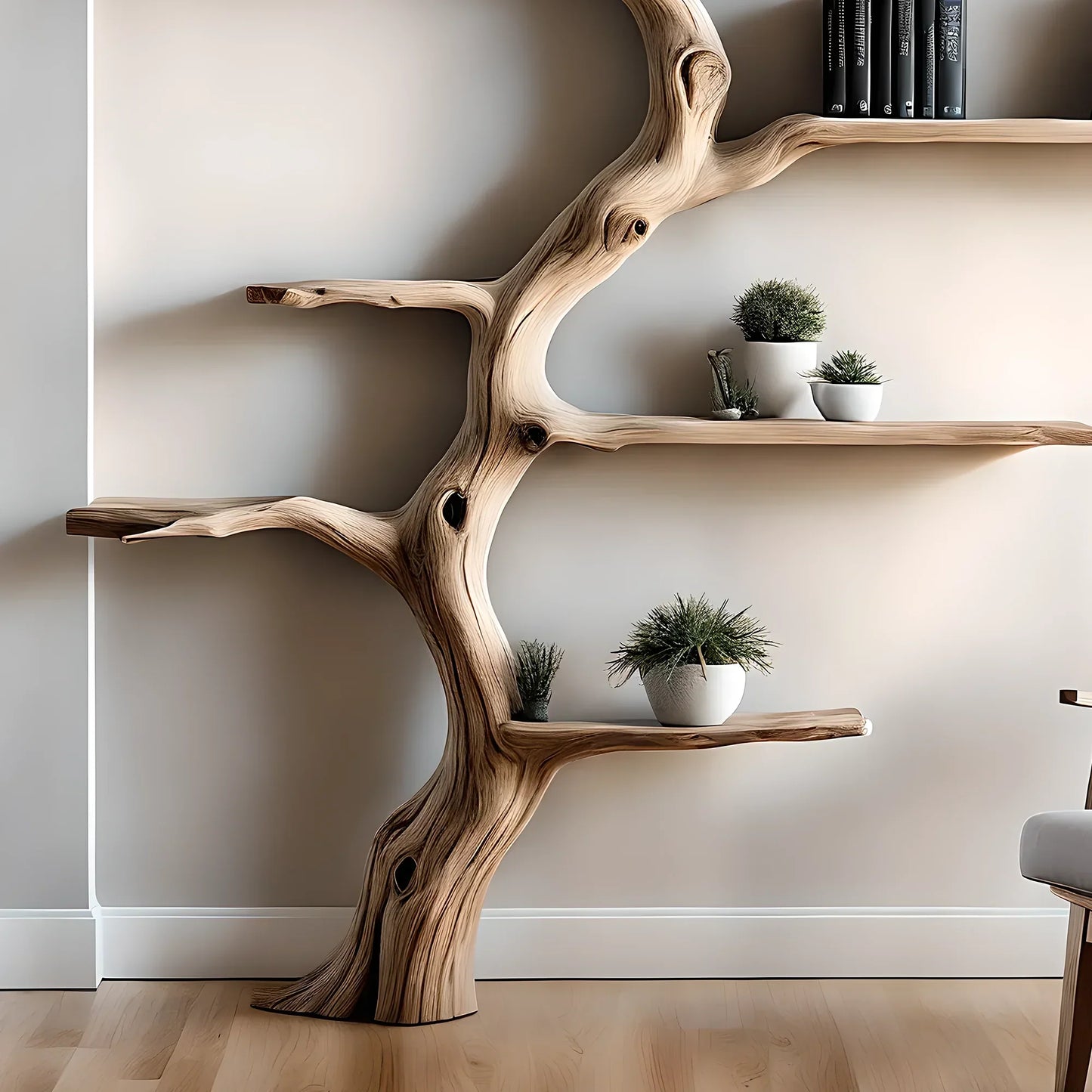 Driftwood-shaped bookshelf, tree-shaped bookshelf