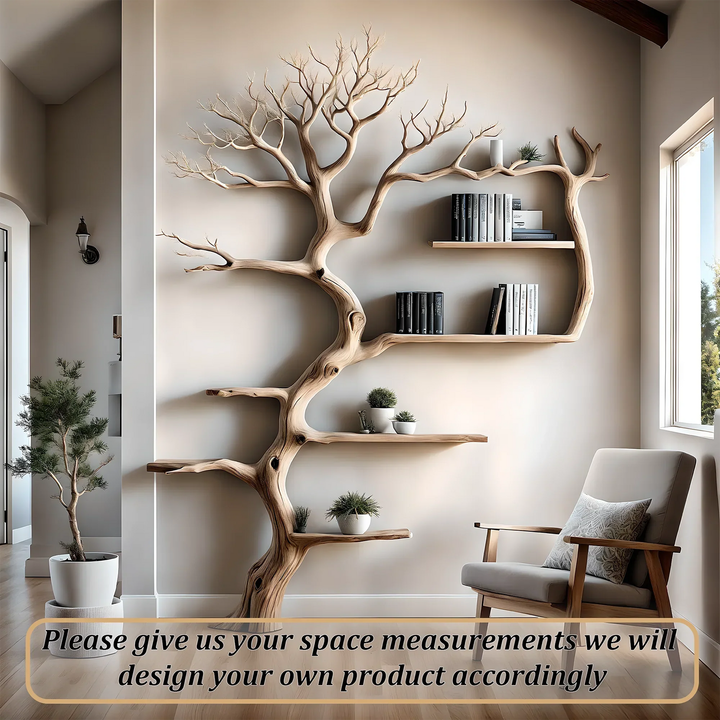 Driftwood-shaped bookshelf, tree-shaped bookshelf