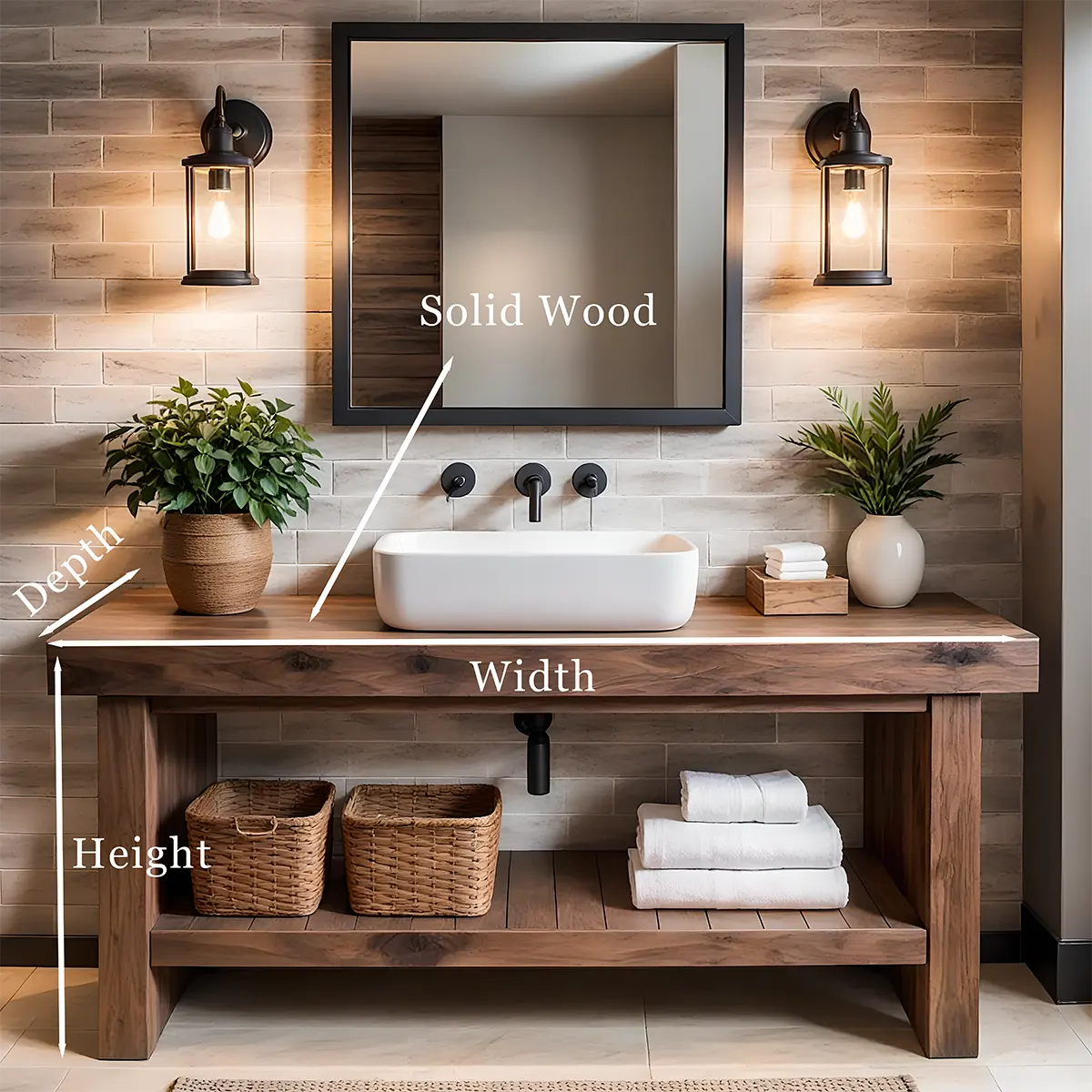 Elmstone Vanity – Solid Oak Farmhouse Bathroom Design - Rustira