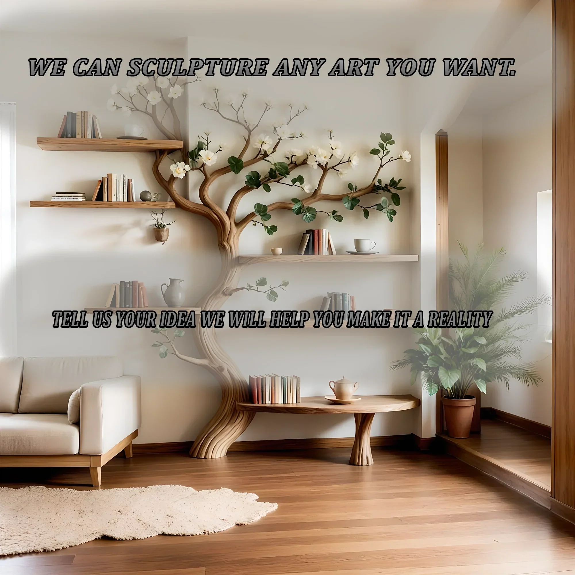 Tree Bookshelf – Handmade Wooden Tree-Shaped Bookcase for Home Decor & Storage