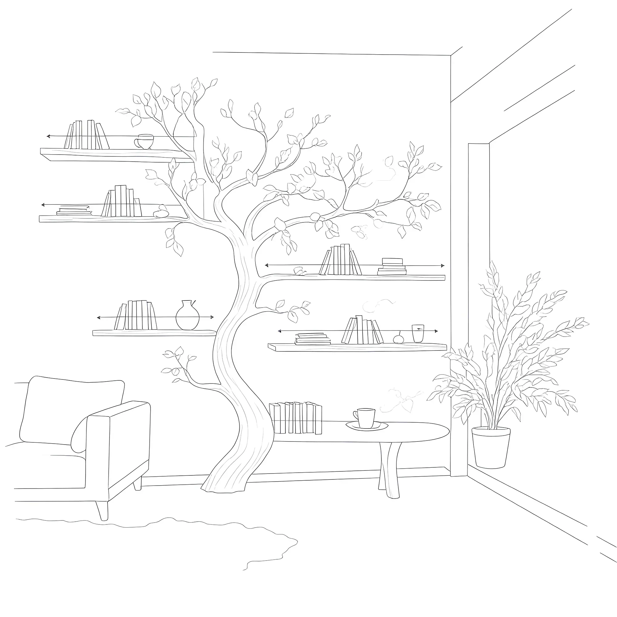 Tree Bookshelf – Handmade Wooden Tree-Shaped Bookcase for Home Decor & Storage