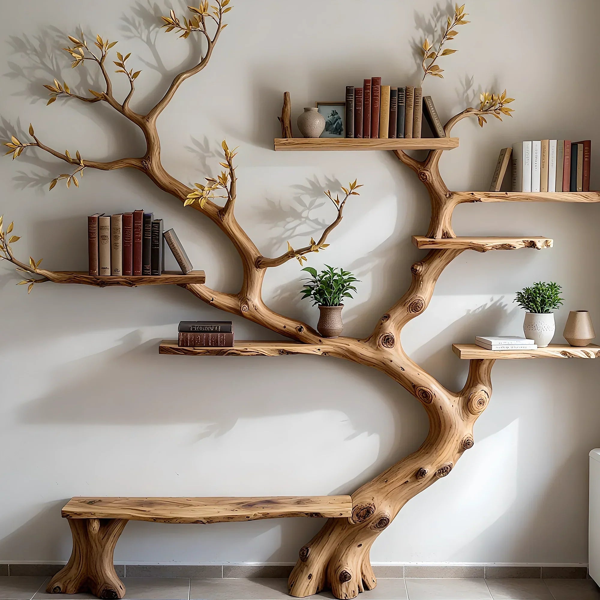 Tree Bookshelf – Unique Wooden Branch Design for Home Decor