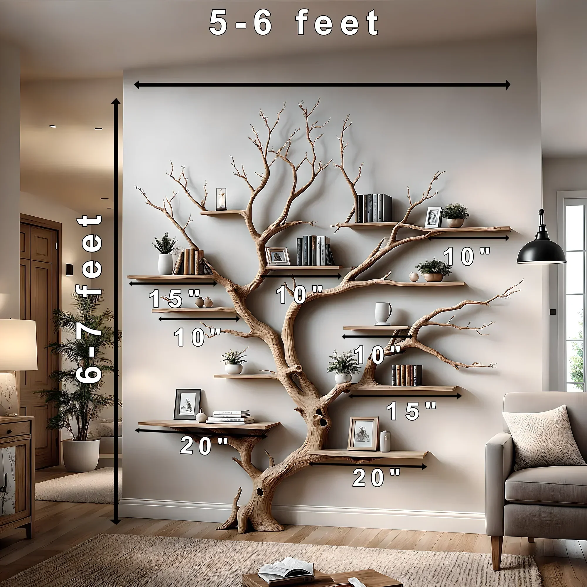 Home decoration bookshelf, tree-shaped solid wood bookshelf, children's bookshelf, perennial wooden bookshelf