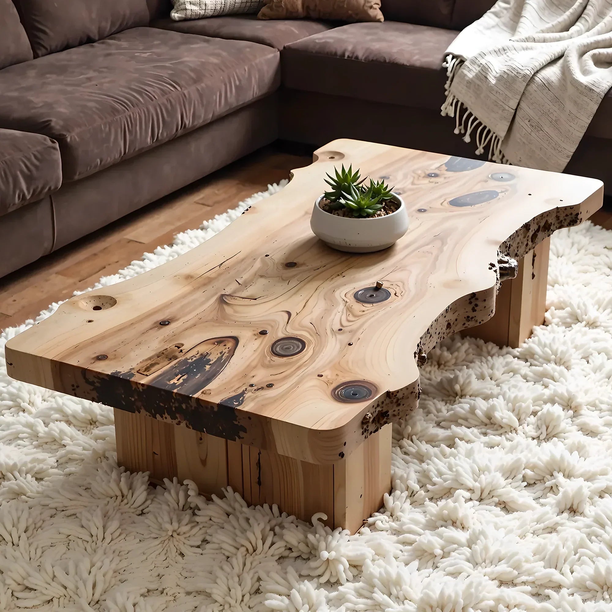 Handmade coffee table, rustic natural wood coffee table, live edge farm table, living room table, living room décor