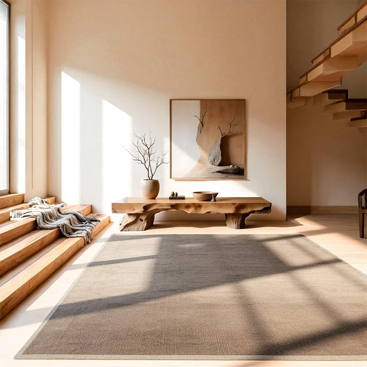 Live Edge Solid Wood TV Stand — Twin Trunk Zen Base - Rustira