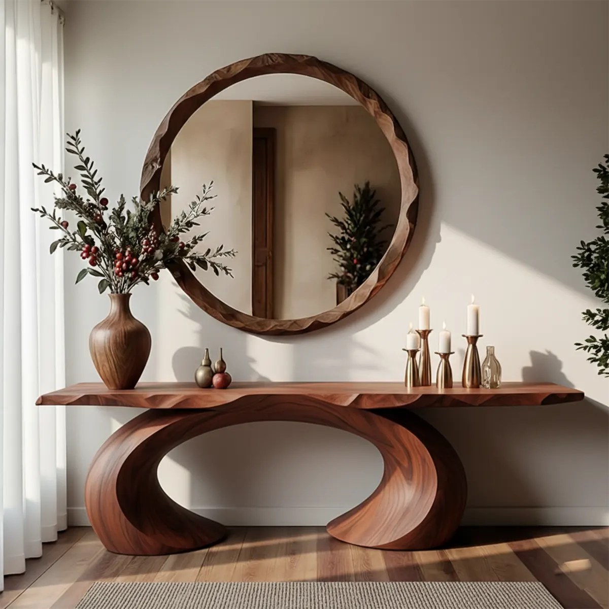 Loop Arc Walnut Console Table – Modern Handcrafted Design - Rustira