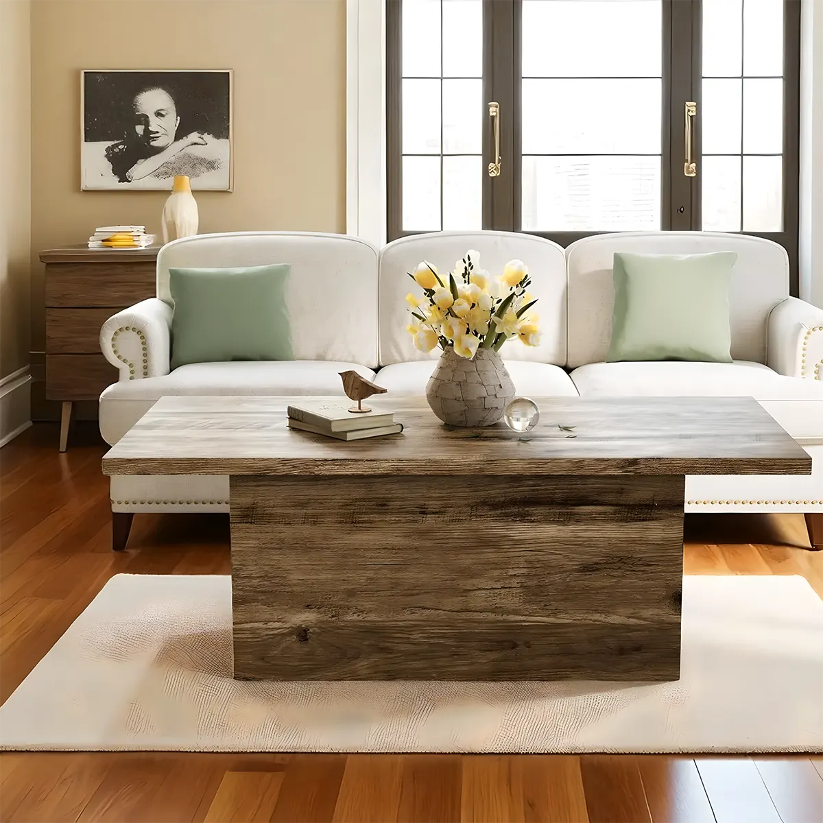 Minimalist Style Natural Wood Coffee Table, Unique And Sophisticated Design