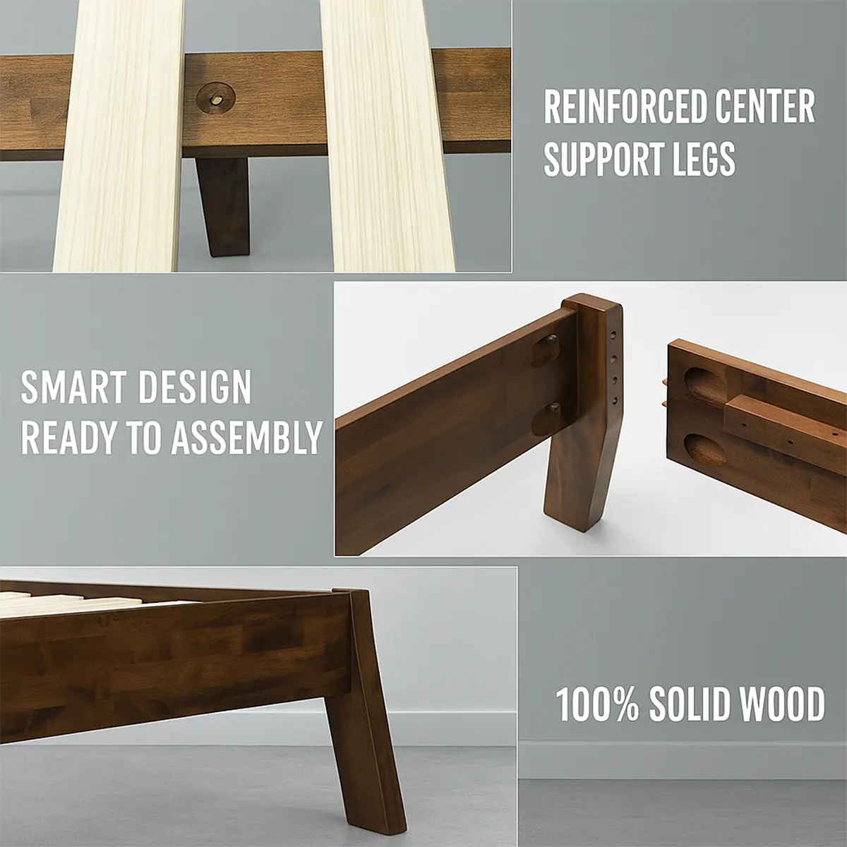 Modern Platform Design Natural Wood Bed – Luxurious & Durable - Rustira