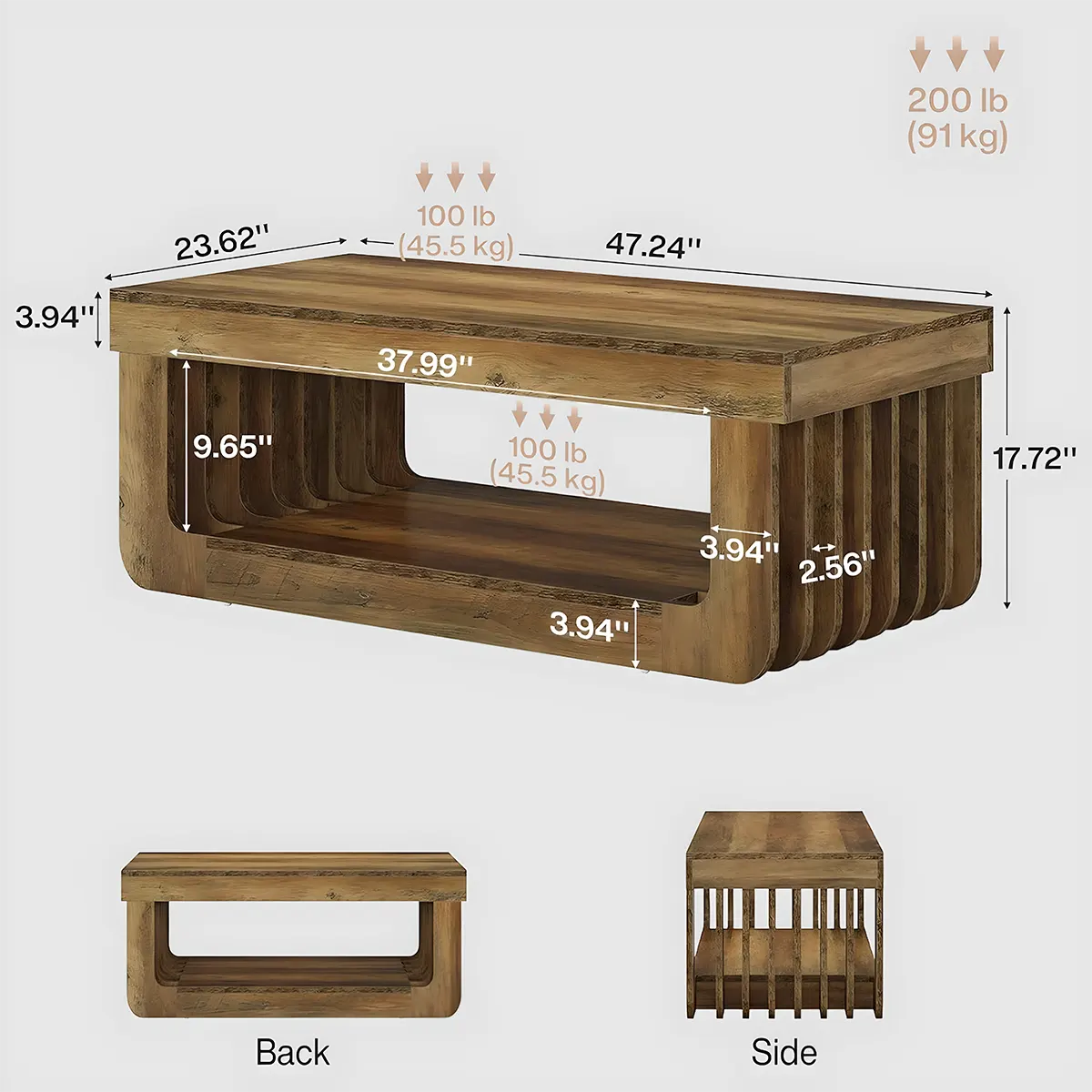 Modern Slatted Wood Coffee Table, Elegant & Cozy