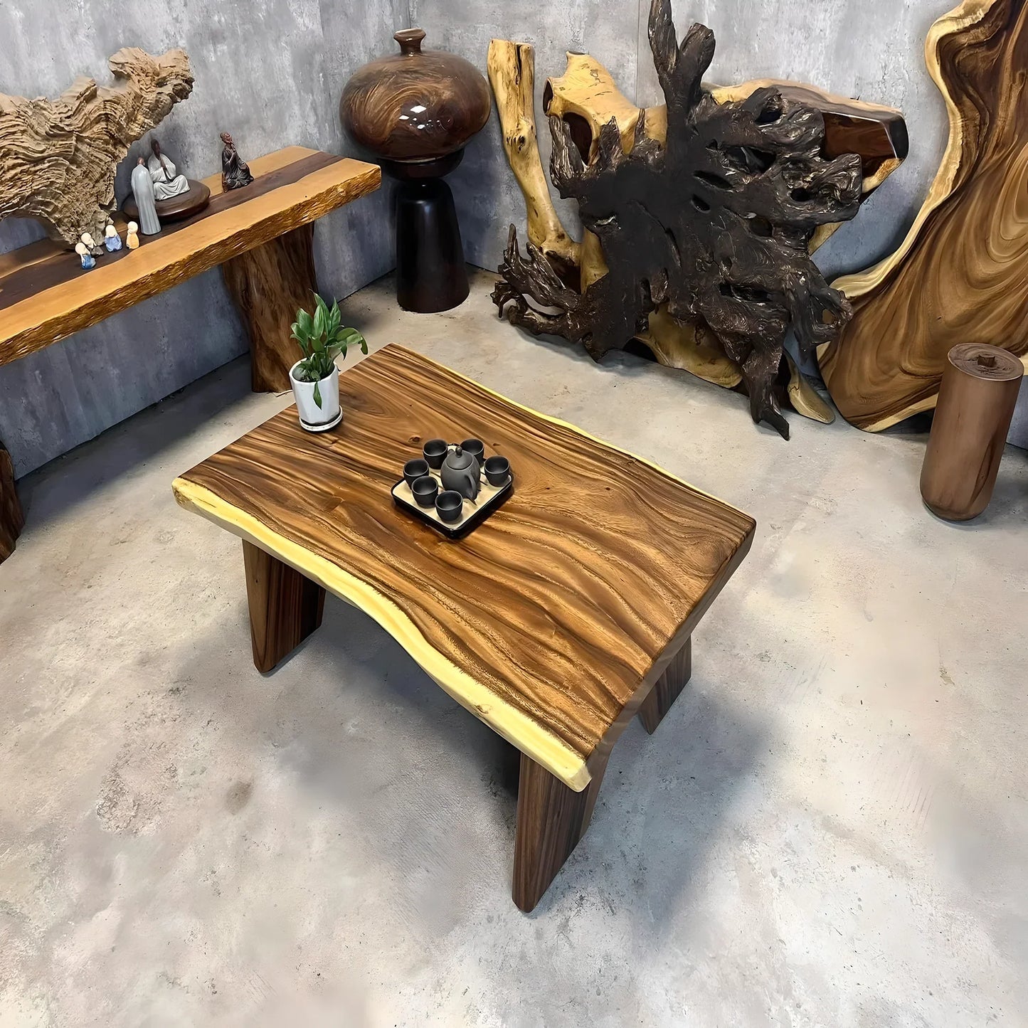 Modern wooden tea table, flat tea table