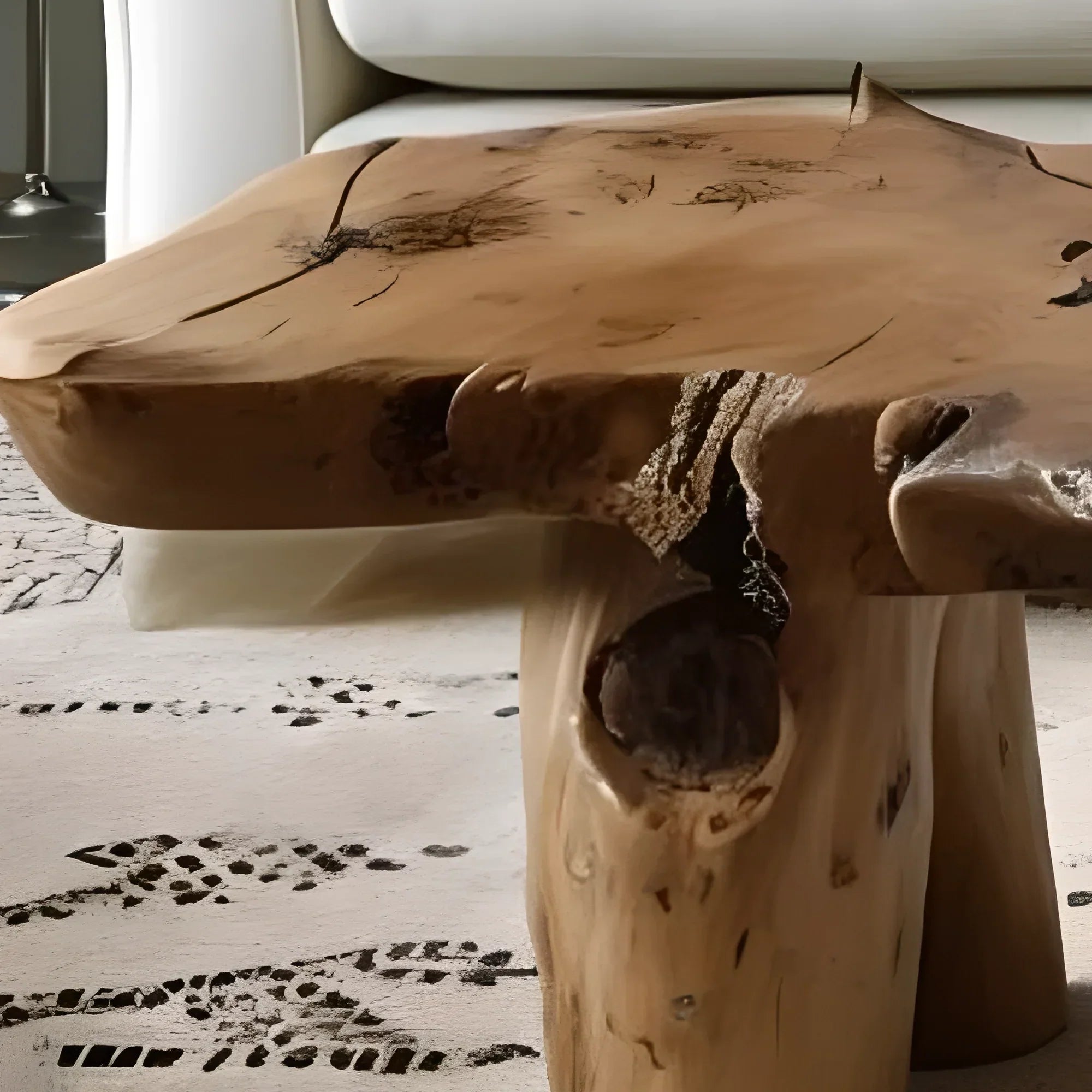 Sofa table with monolithic table top, modern table