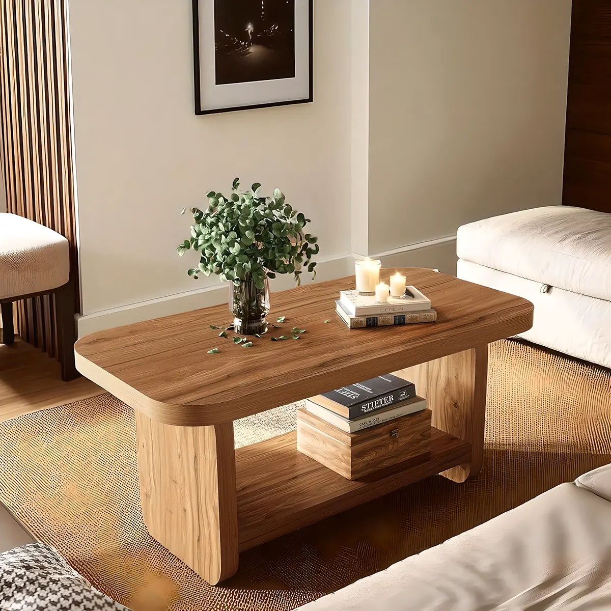 Multi-Functional Natural Wood Coffee Table – Modern, Luxurious Design