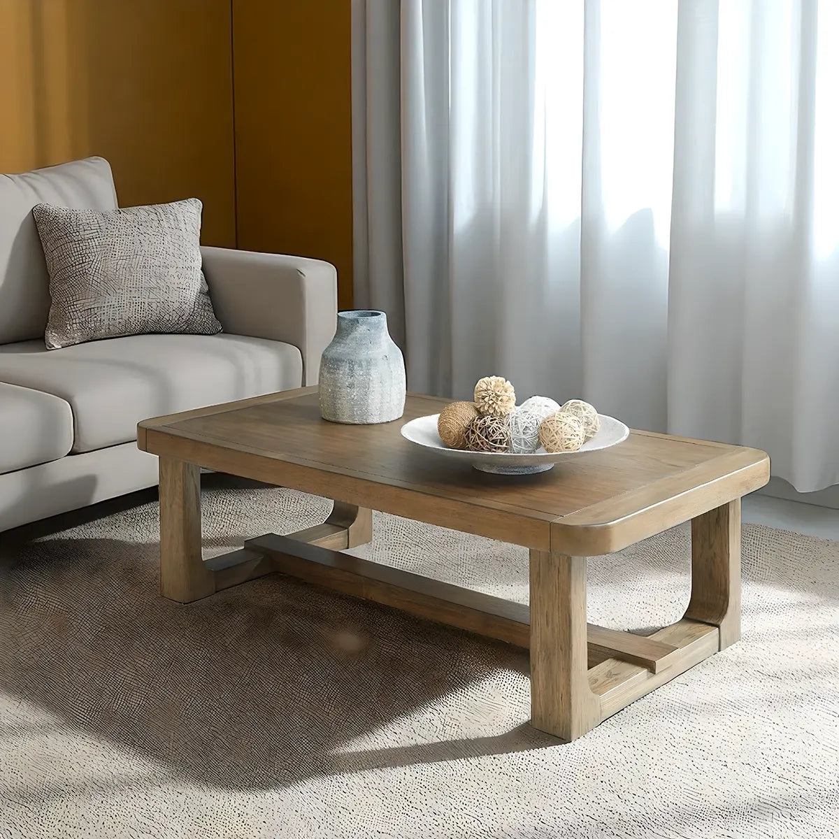 Natural Oak Coffee Table – Minimalist, Cozy Design