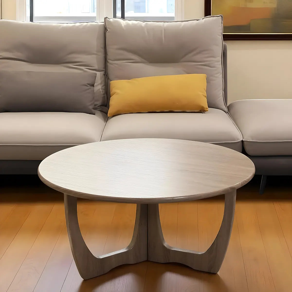 Natural Wood Round Coffee Table – Modern, Sophisticated Design