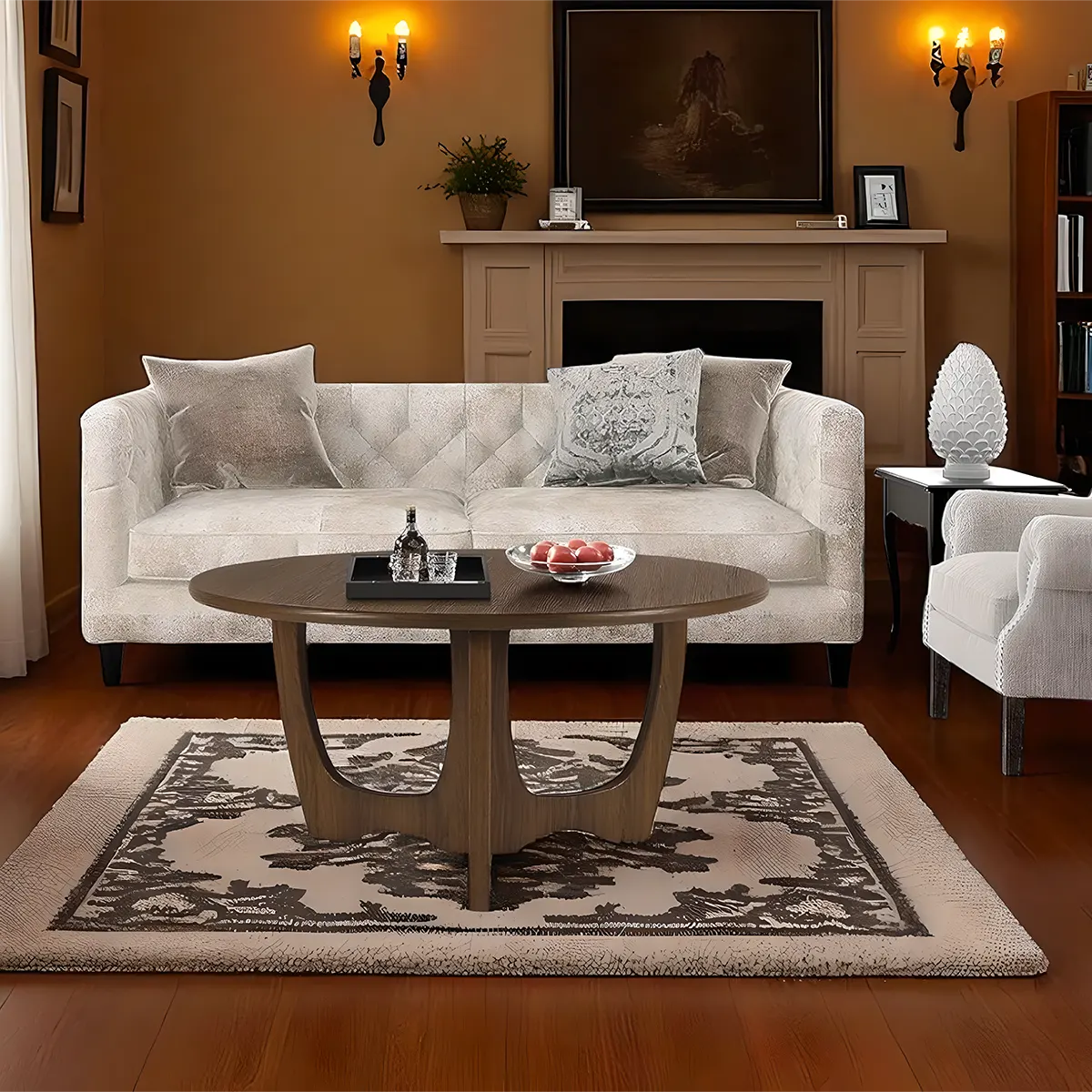 Natural Wood Round Coffee Table – Modern, Sophisticated Design