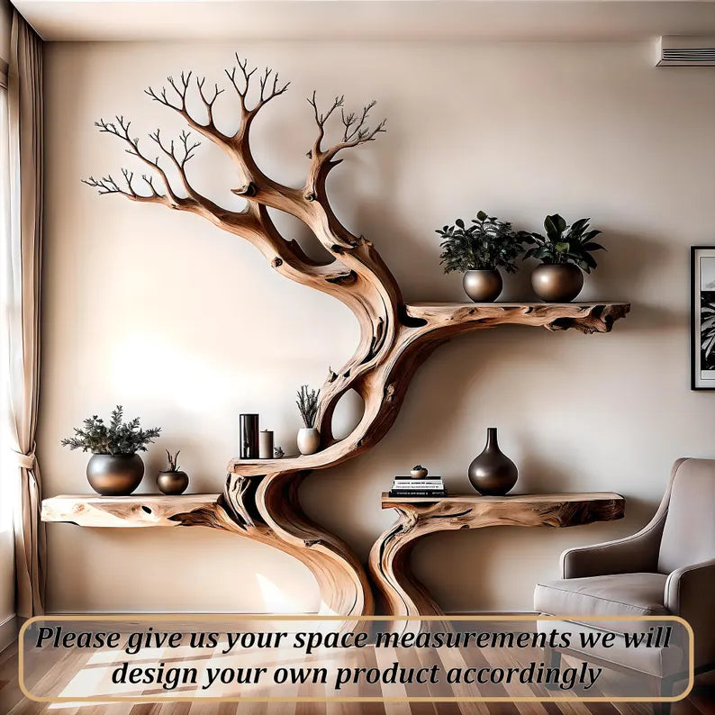 Handmade Wooden Bookshelf – Natural Wood Floating Shelf for Baby Room Decoration.