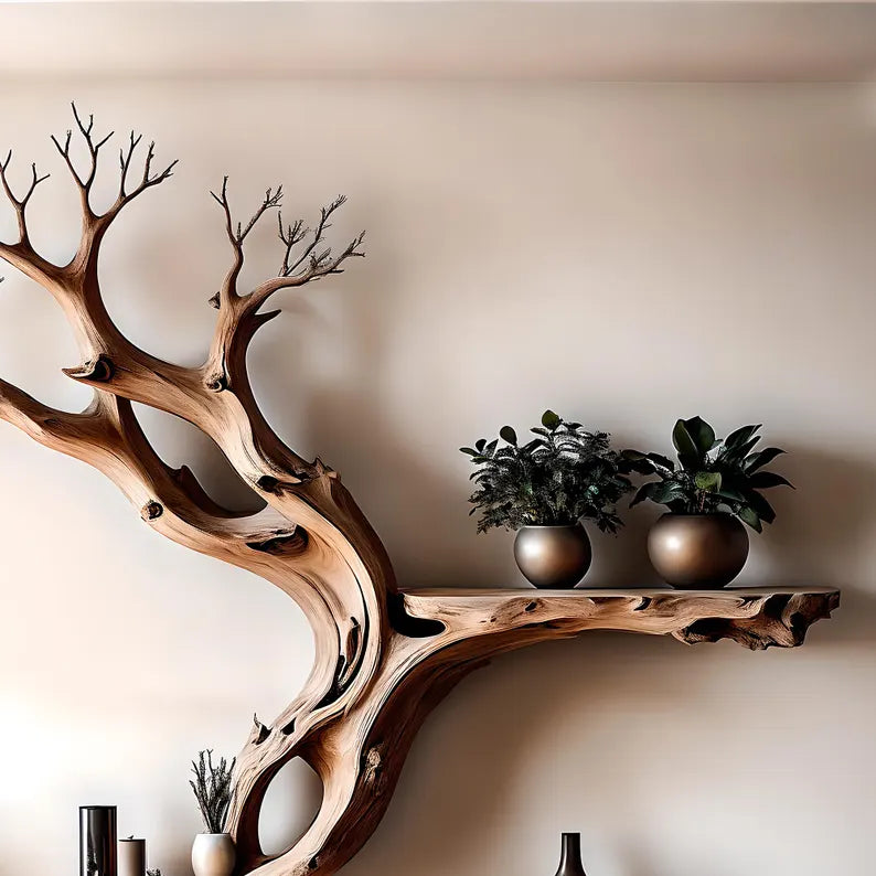 Handmade Wooden Bookshelf – Natural Wood Floating Shelf for Baby Room Decoration.