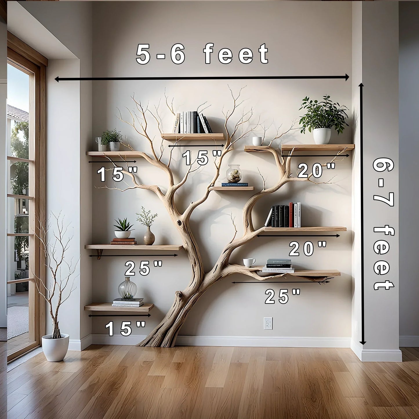 Product display shelves, balcony decoration shelves, tree branch shaped bookshelf