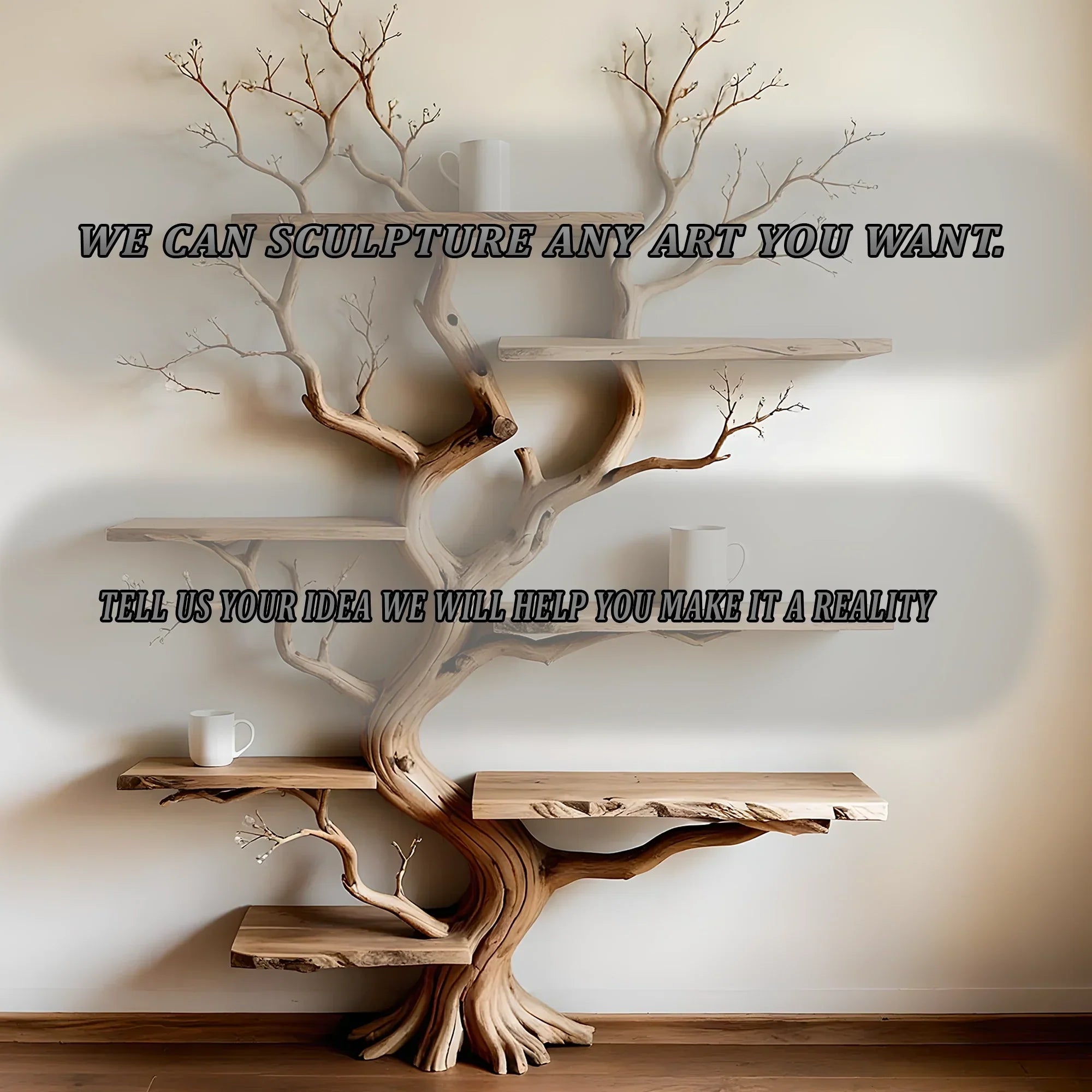 Modern Tree Bookshelf – Artistic Wooden Bookcase, Minimalist & Natural Design