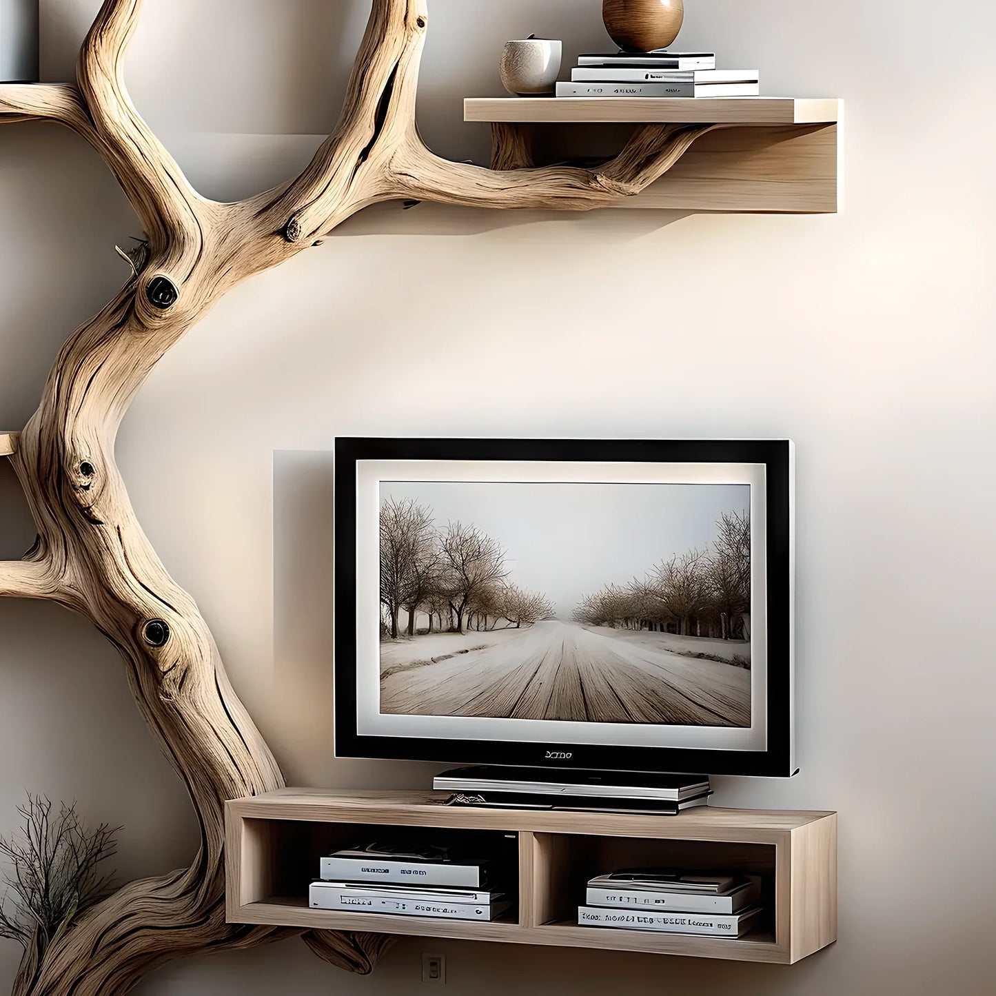 Raw wooden bookshelf, home decoration shelf