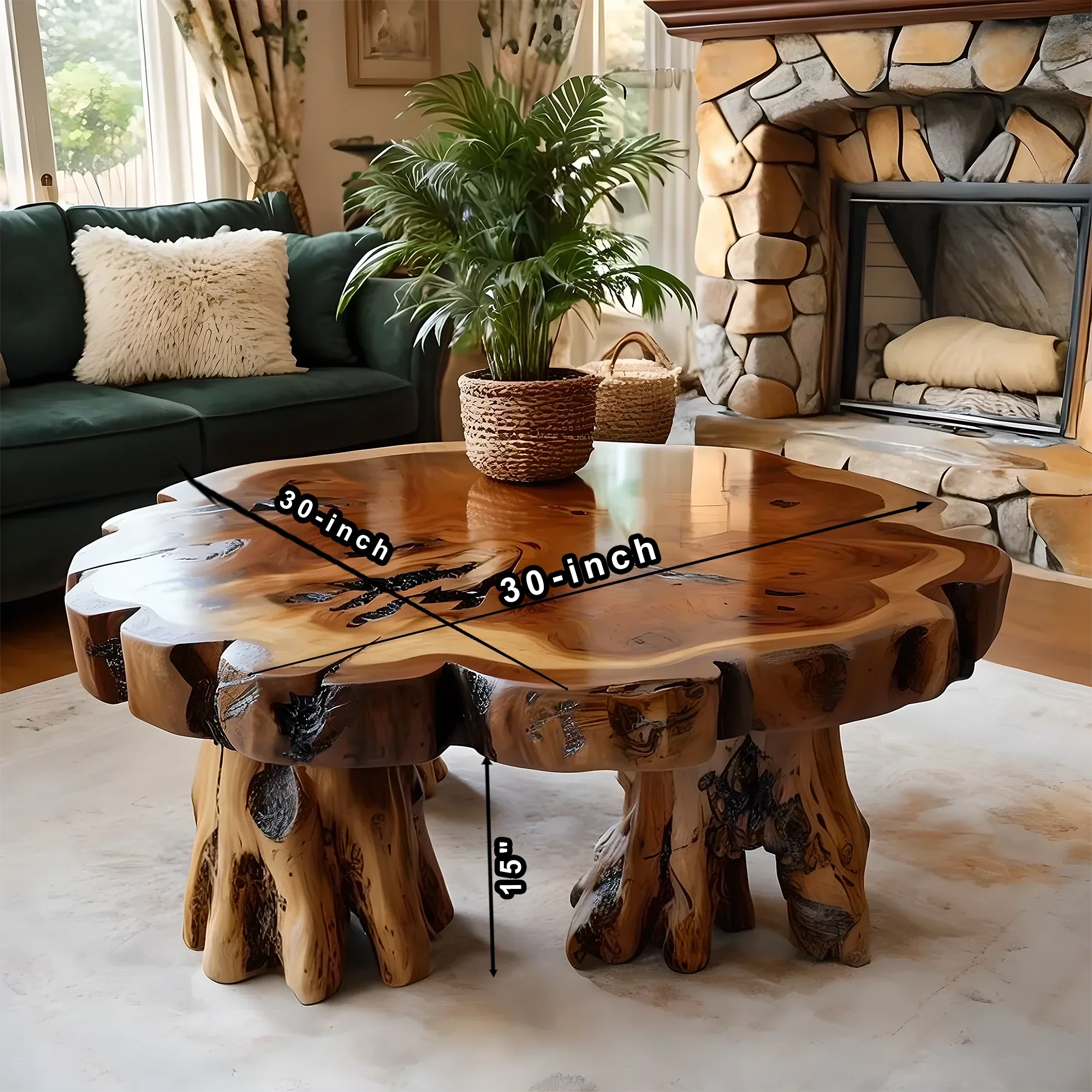 round coffee table, modern coffee table, driftwood table
