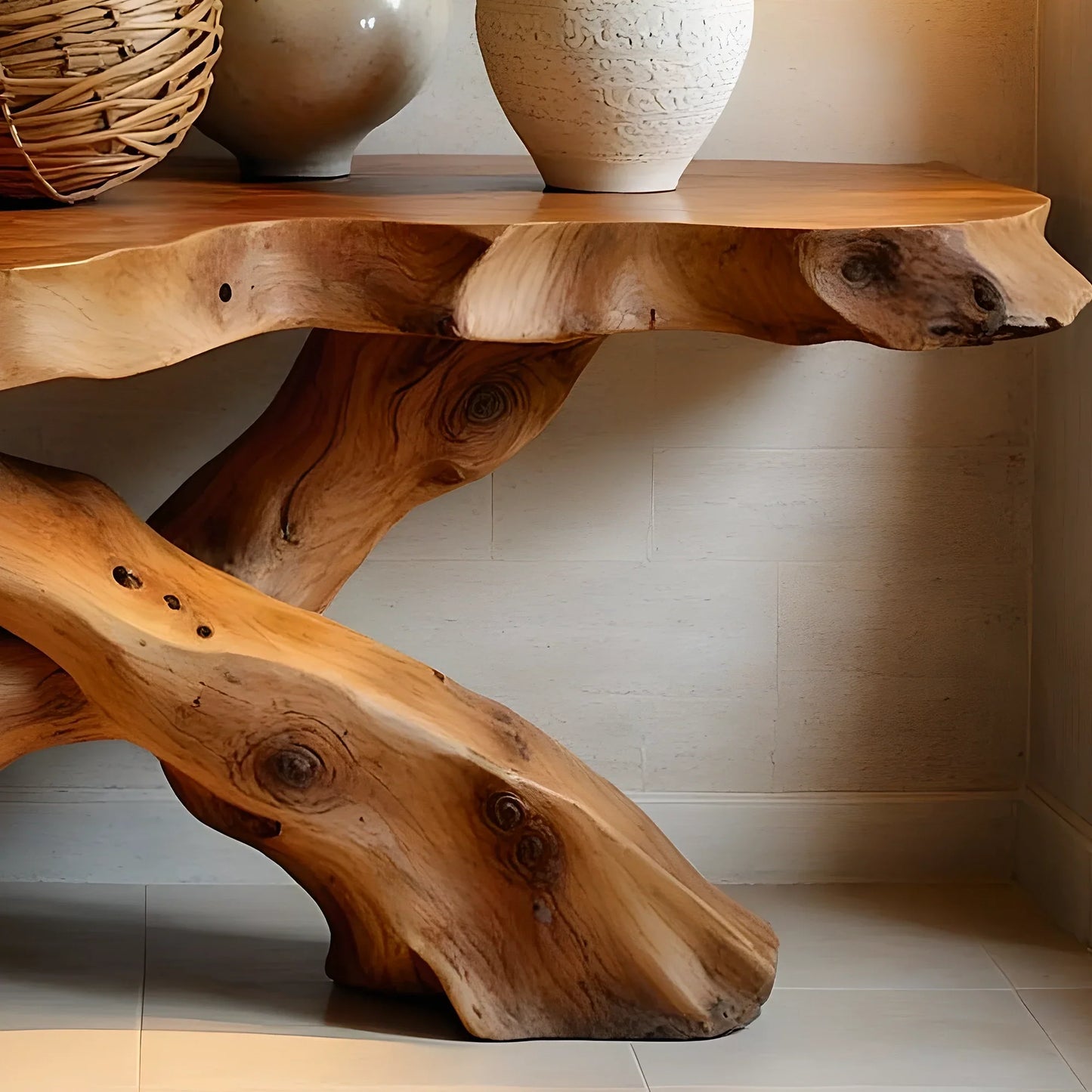 Rustic console table farmhouse natural wood xmas console table live edge table Entry Way Table Console Furniture