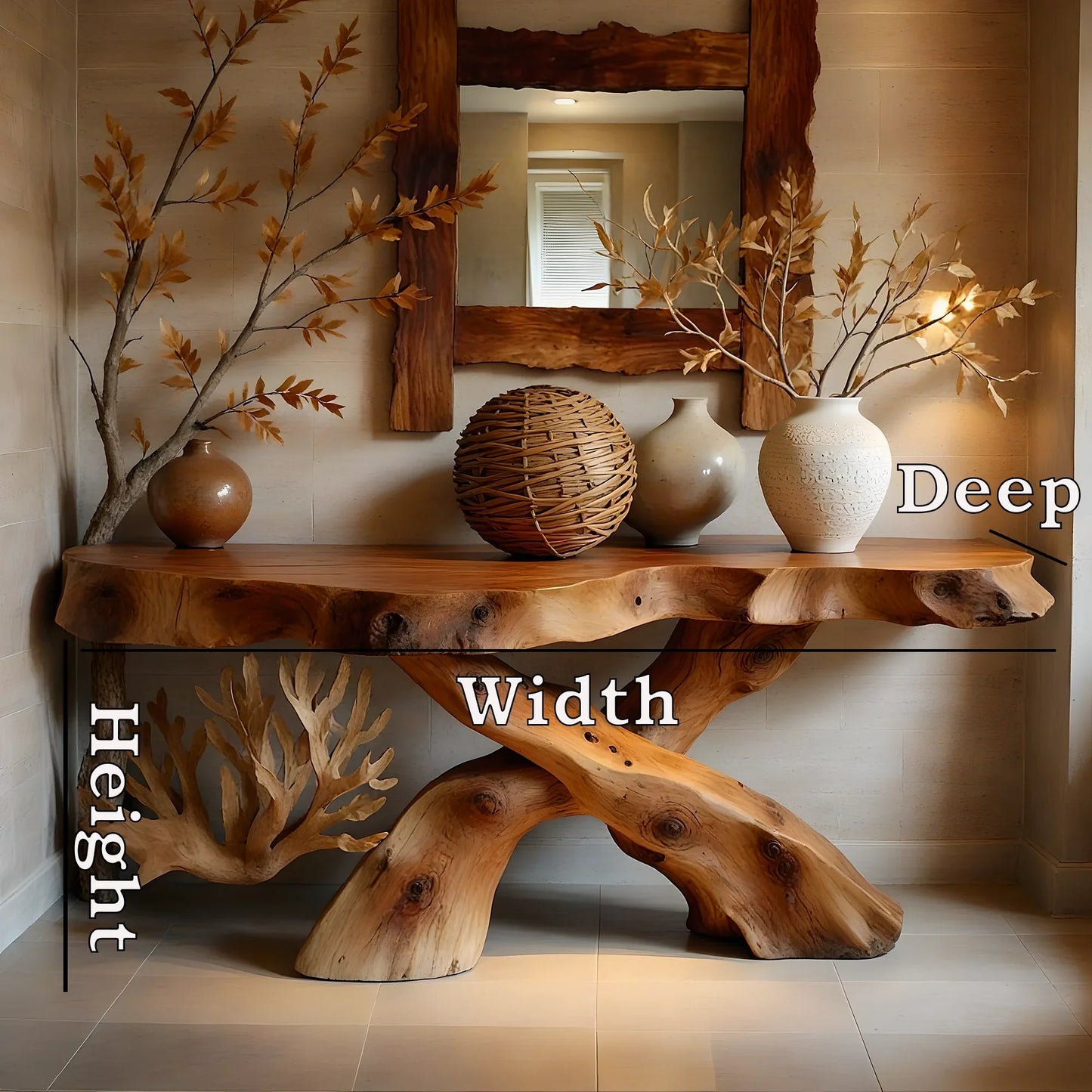 Rustic console table farmhouse natural wood xmas console table live edge table Entry Way Table Console Furniture