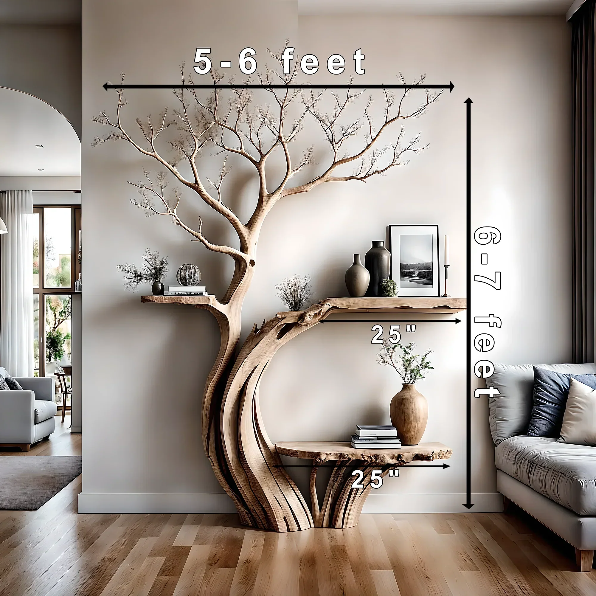 Reading table, living room decoration table, tree-shaped tea table