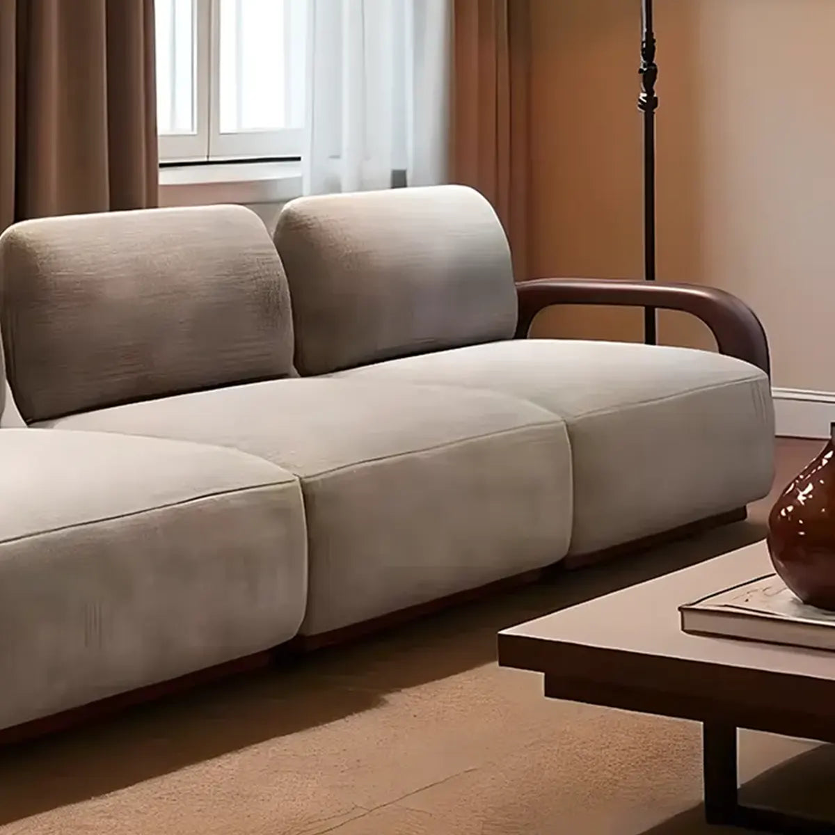 Simple 3-4 seater sofa – Natural ash wood frame