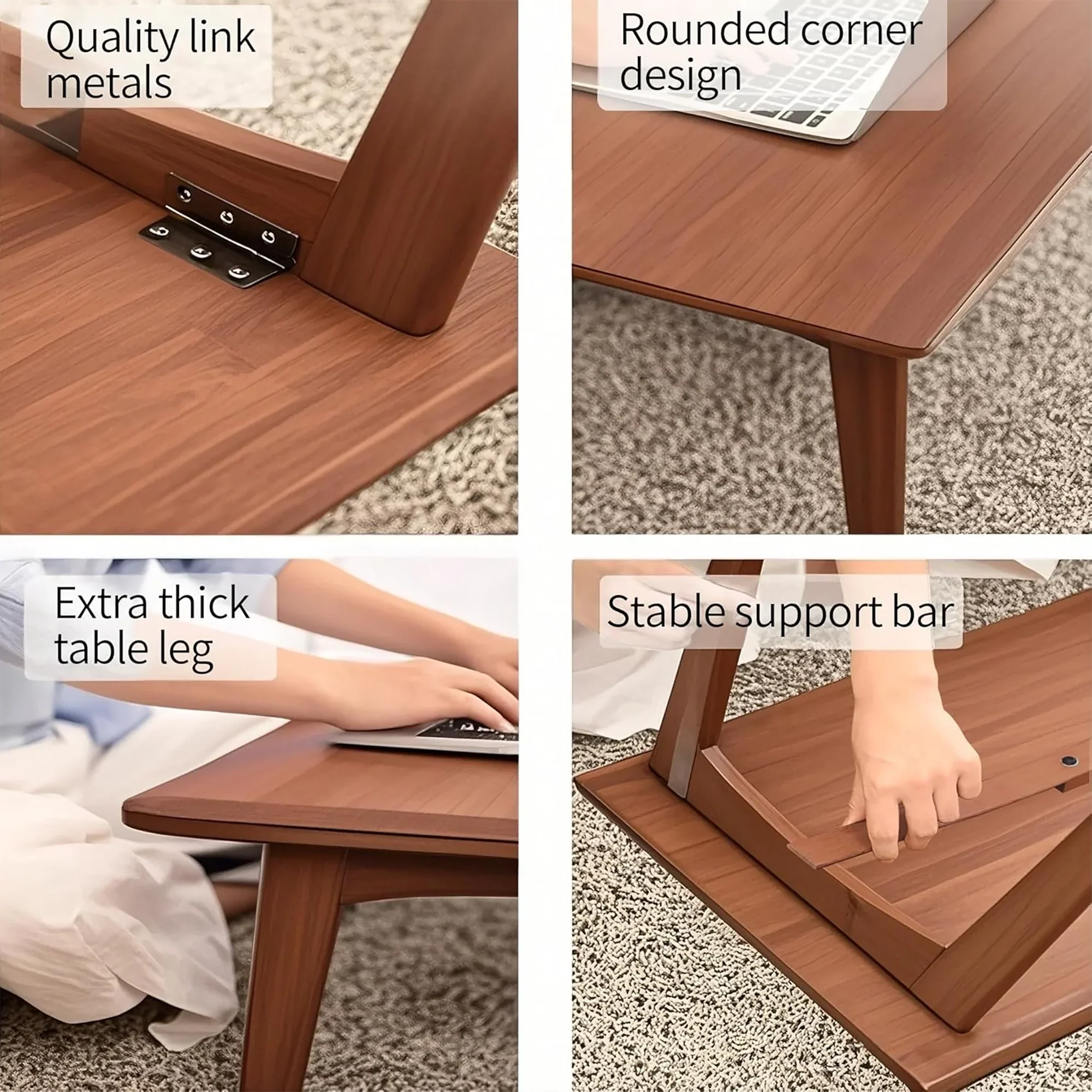 Small Foldable Bamboo Table Folding Coffee Table Bedside Computer Table