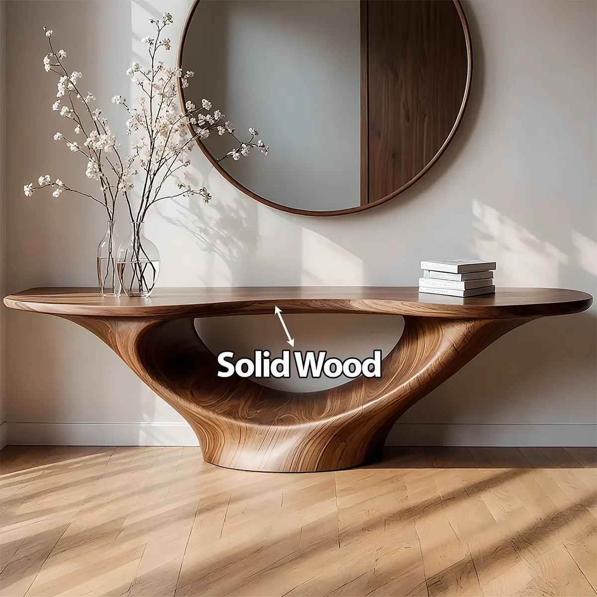 Solid Walnut Arc Console Table – Contemporary Wood Art - Rustira