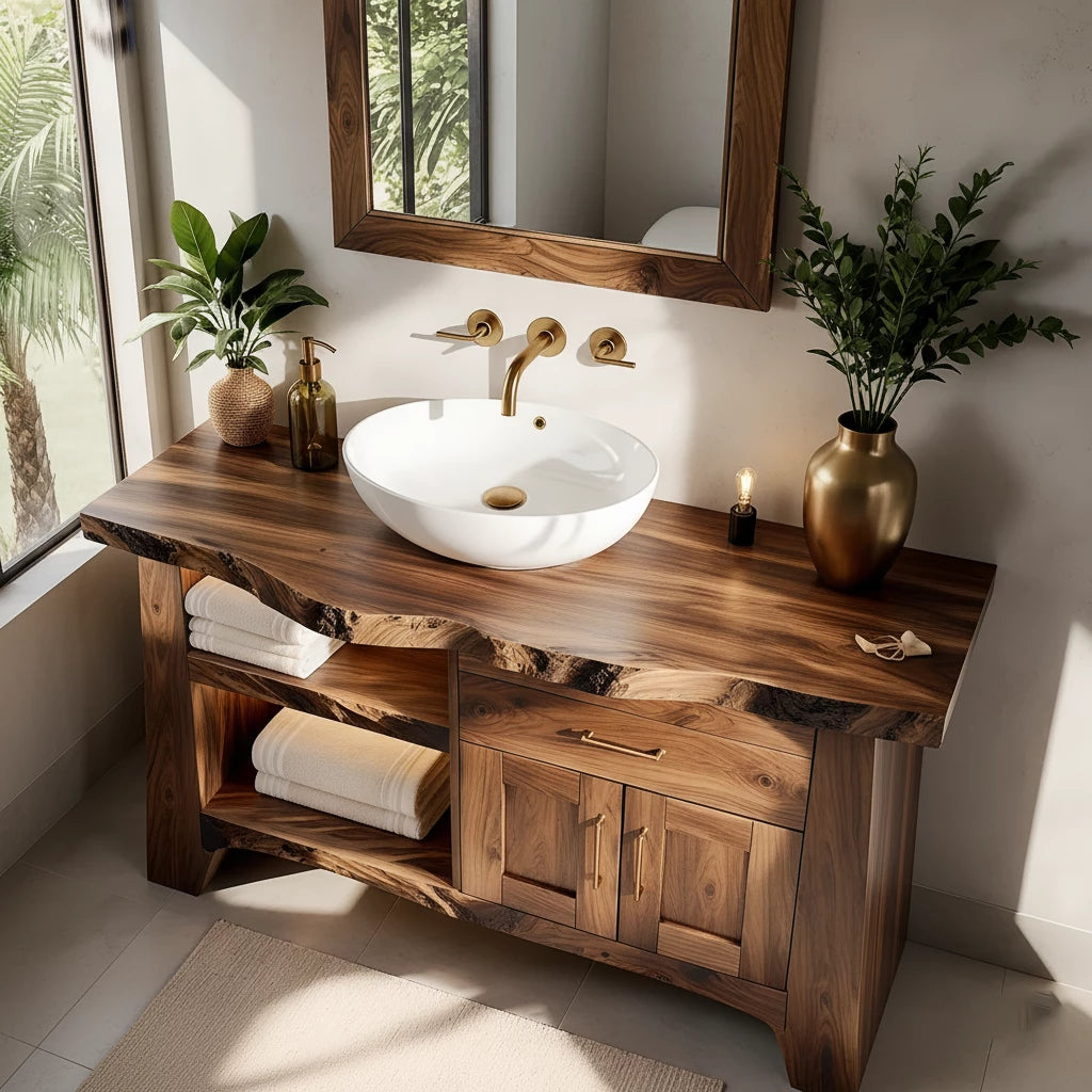 Solid Wood Bathroom Vanity — Natural Luxury Japandi Design - Rustira