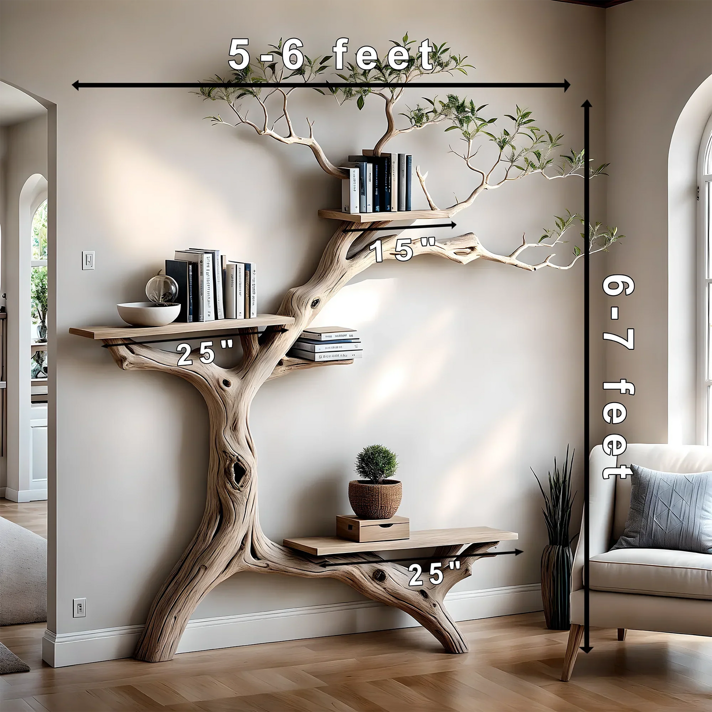Bookshelf combined with reading table made of solid wood