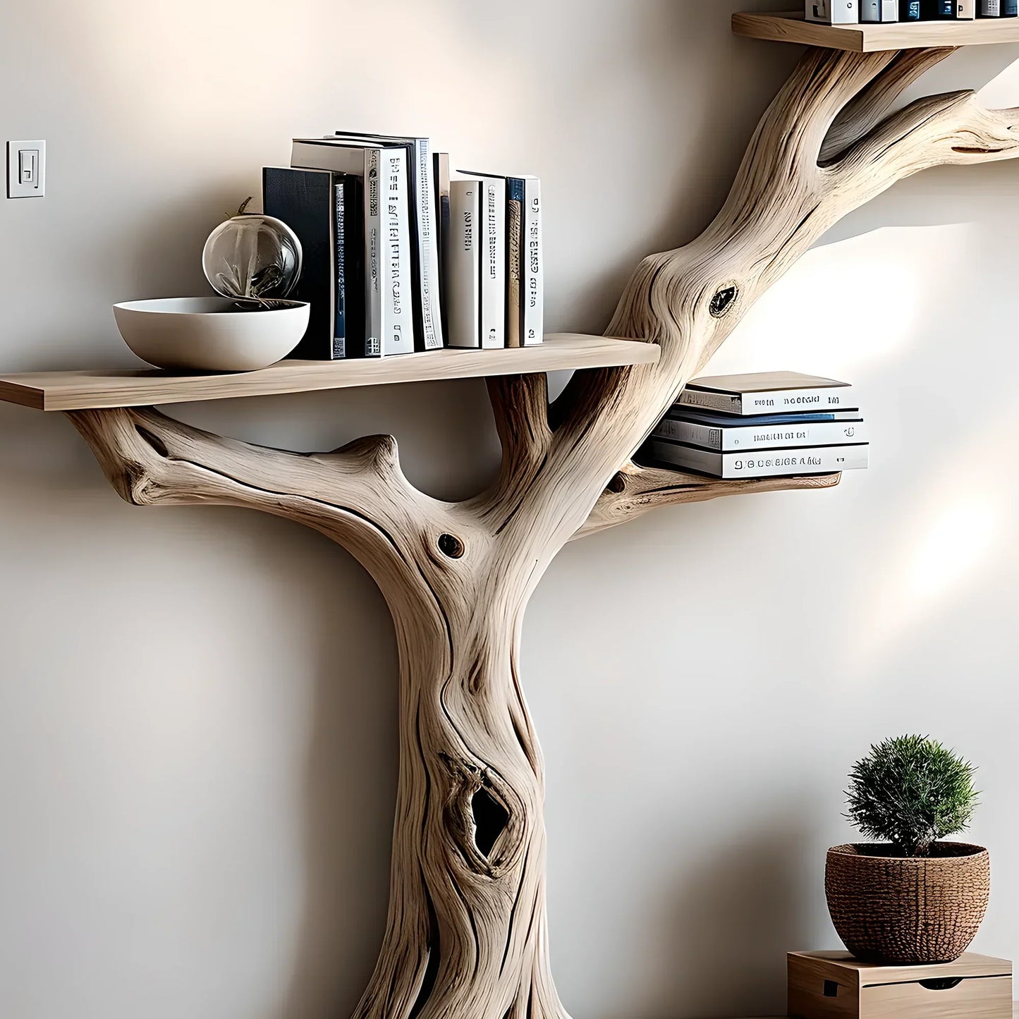 Bookshelf combined with reading table made of solid wood