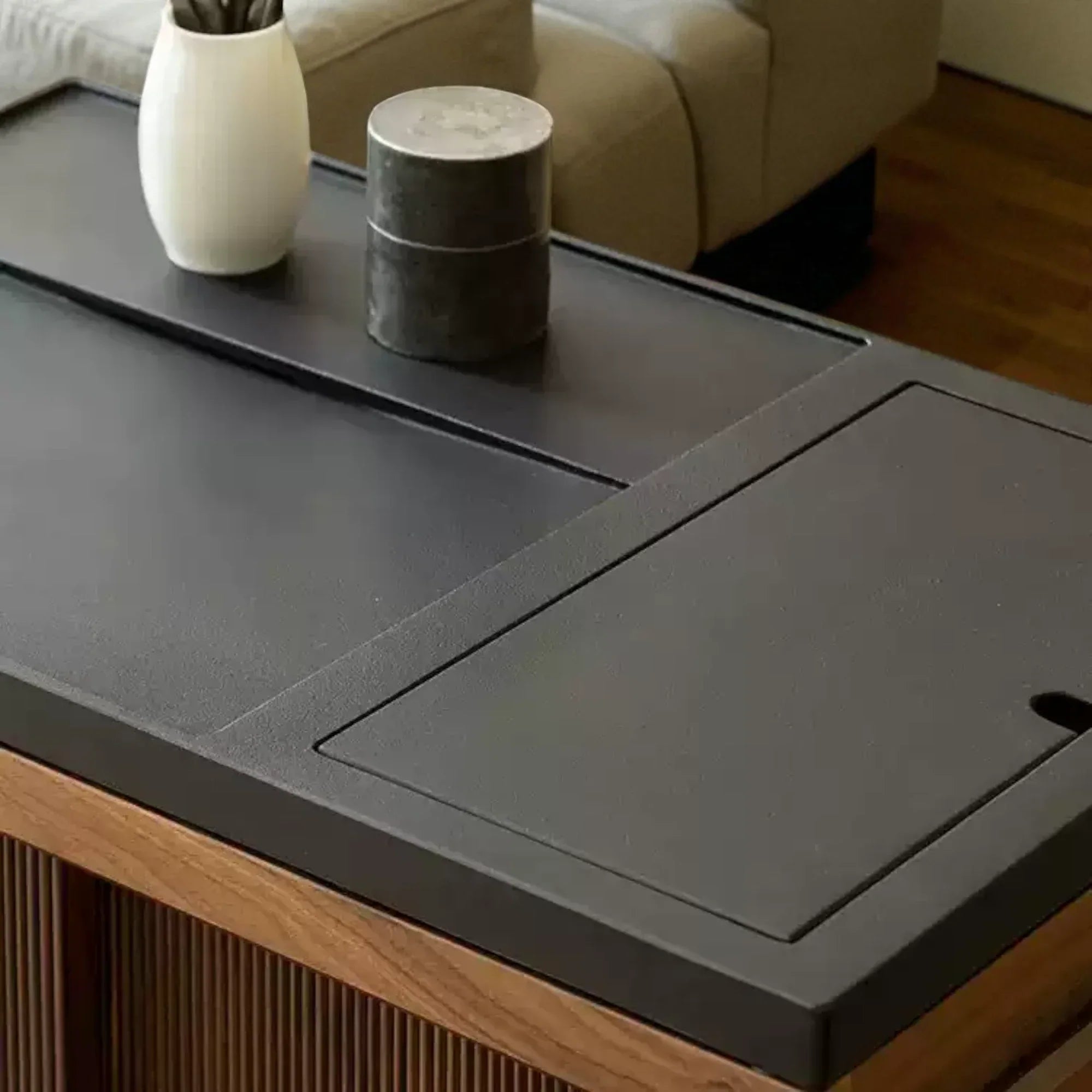 Solid Wood Tea Cabinet – Sliding Door Asian Style Design - Rustira